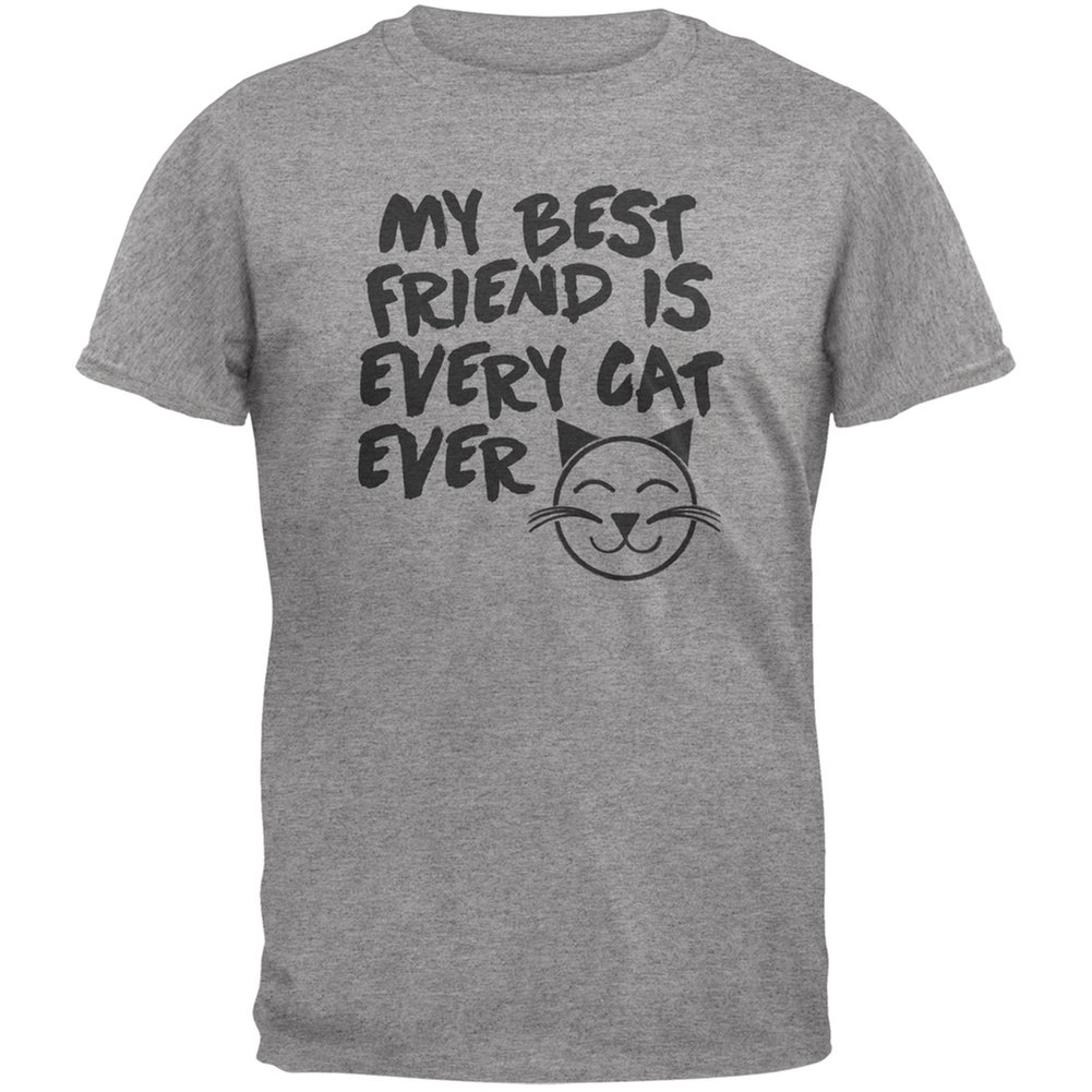 My Best Friend Is Every Cat Ever Grey Adult T-Shirt - Perfect for Casual Wear & Cat Lovers