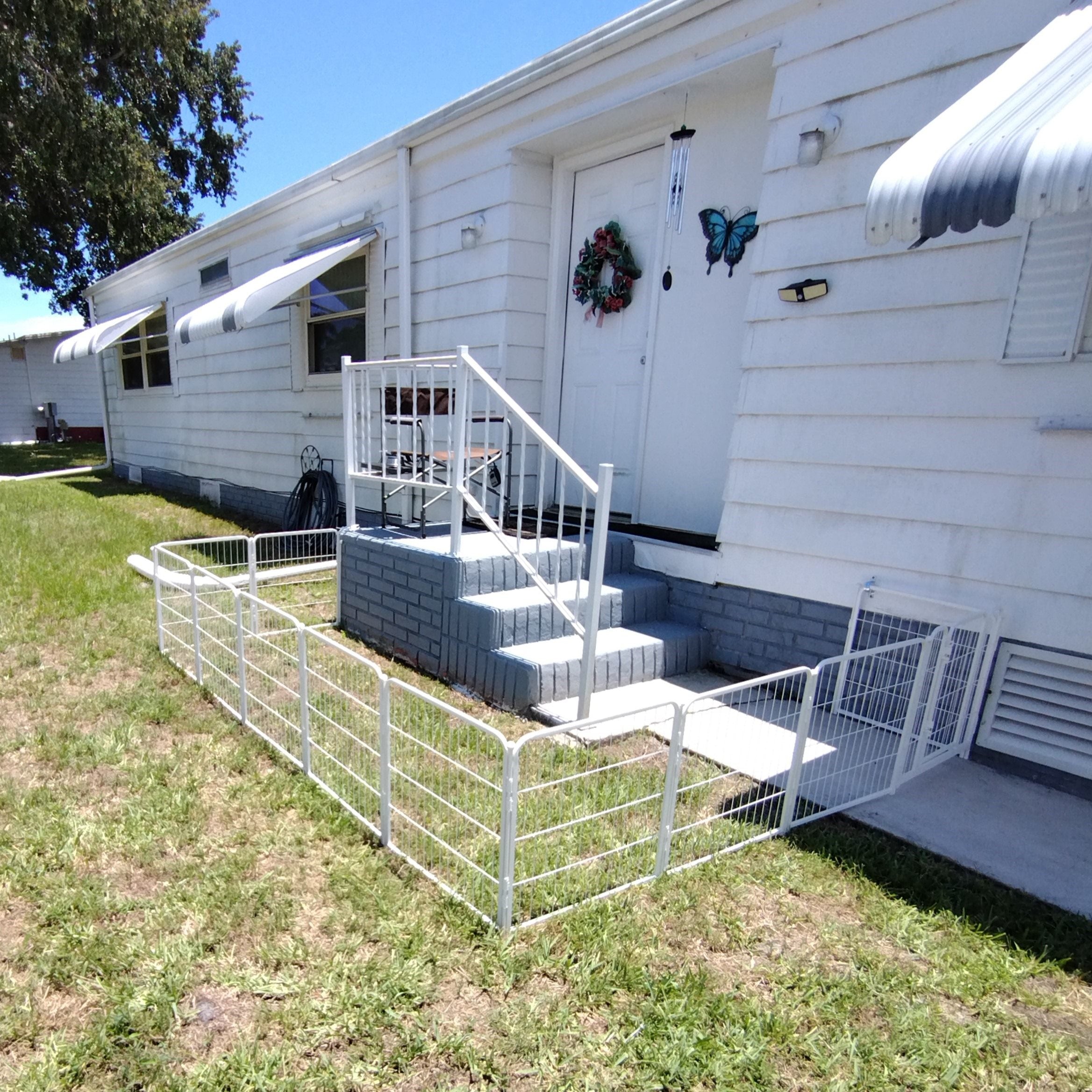 White Rollick Dog Playpen for All Terrain - Portable Outdoor Pet Fence for Small & Large Dogs - Perfect for Backyard, Camping & Travel Use