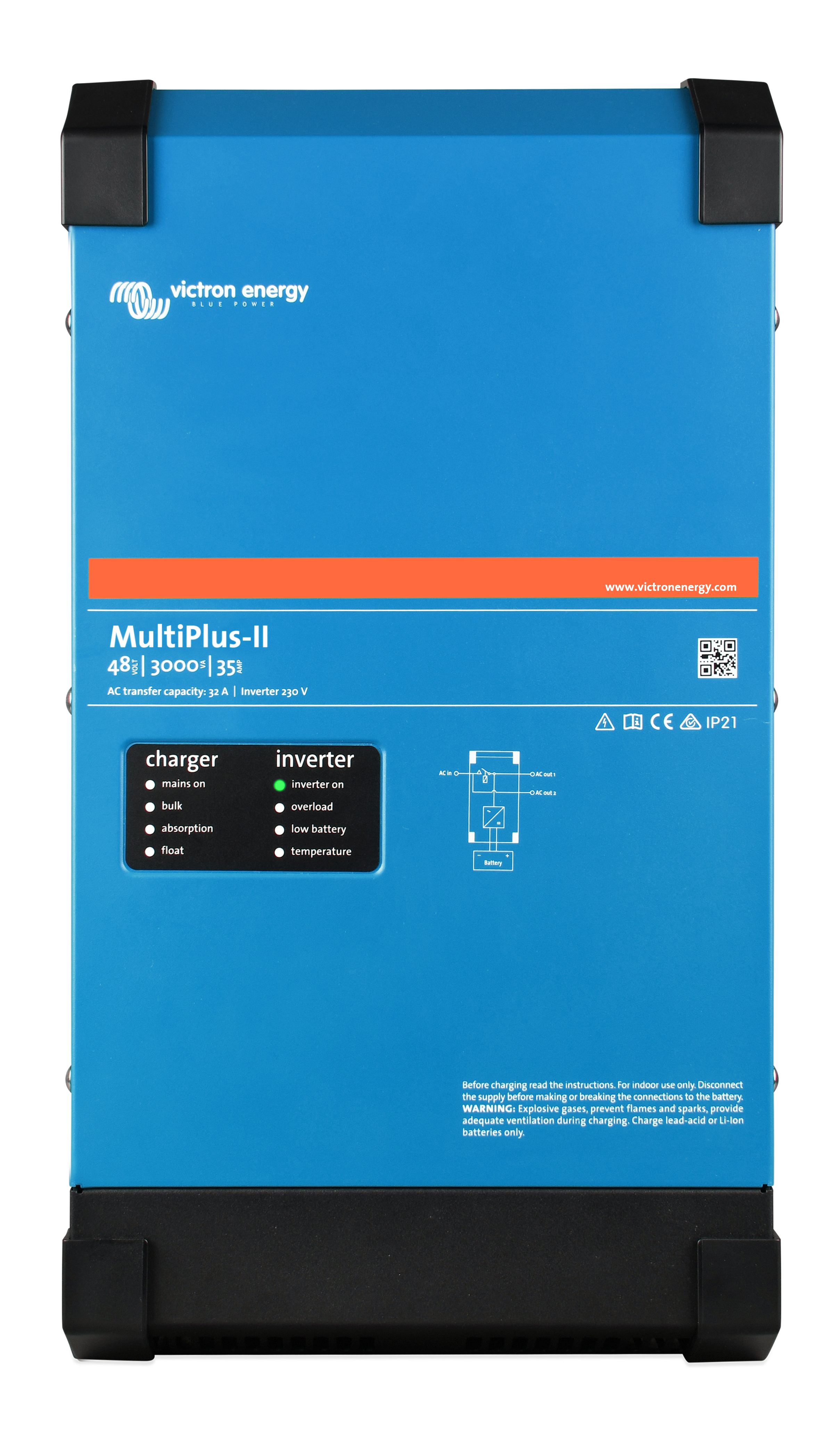 Victron Energy MultiPlus II 48V 3000VA 35A Inverter/Charger | 120V Output | UL Certified (PMP482305102) | Perfect for Off-Grid Solar Systems & RV Power Backup