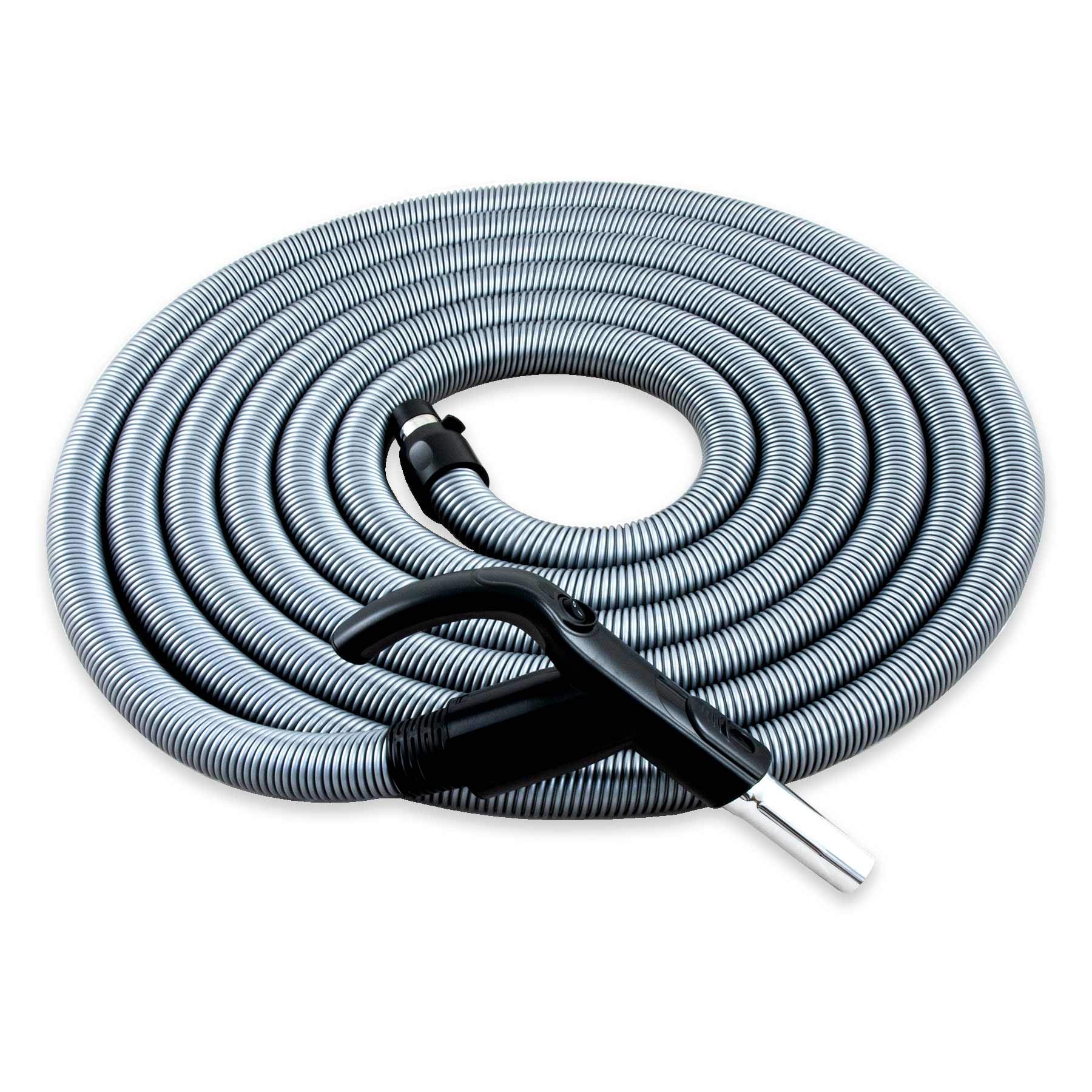 Central Vacuum Cleaner Hose with On/Off Switch - 7.5m Heavy-Duty Suction Hose with Ergonomic Handle - 37mm & 32mm Accessory Connections - Ideal for Whole-House Cleaning & Hard-to-Reach Areas