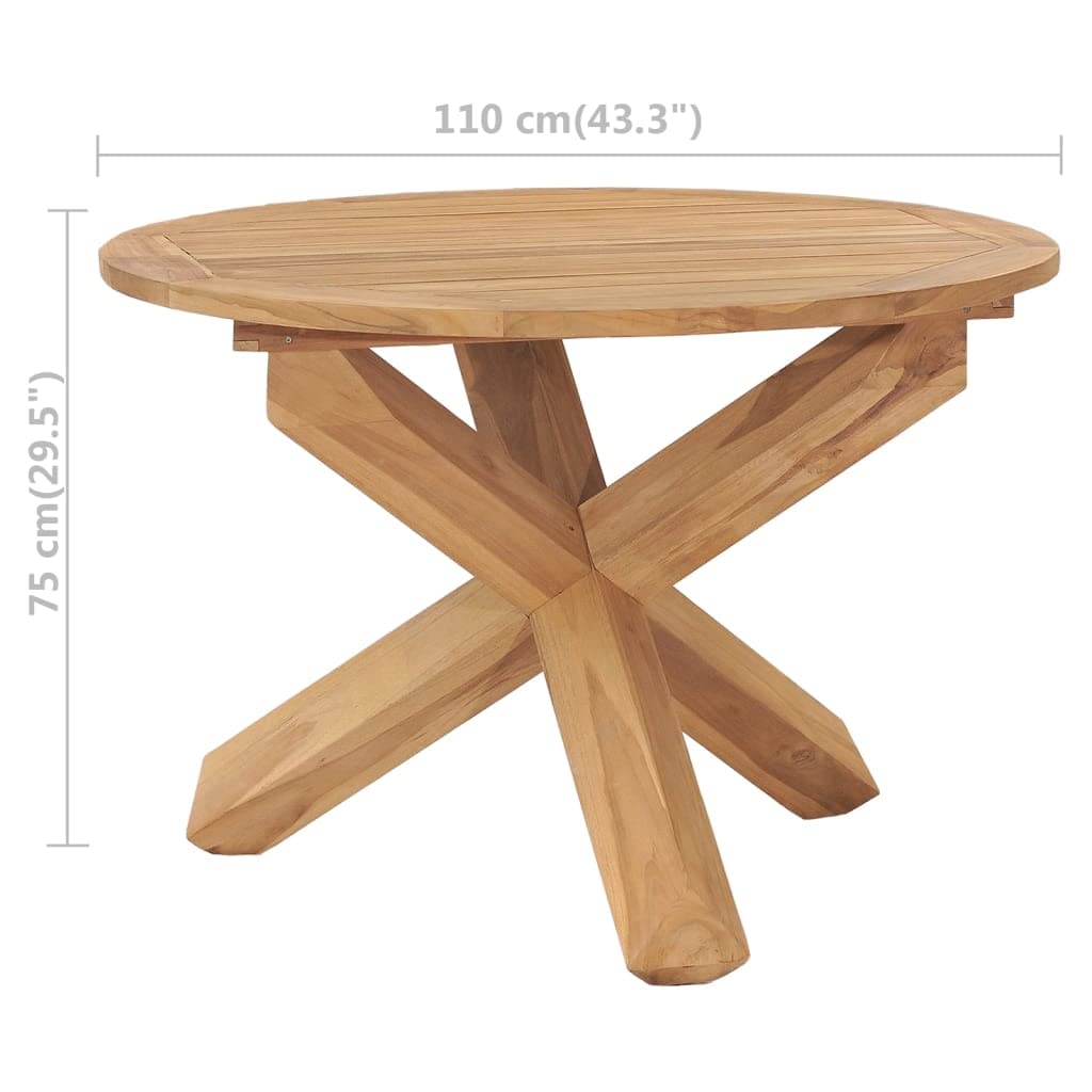 Premium Solid Teak Wood Round Patio Dining Table 43.3