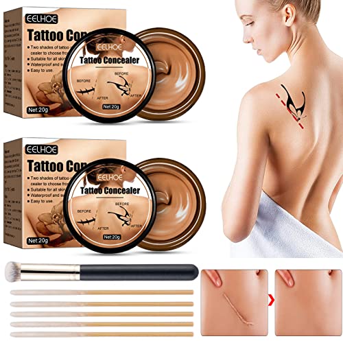 Waterproof Tattoo Concealer & Body Makeup - Full Coverage Foundation for Dark Spots, Scars, Birthmarks, Vitiligo & Varicose Veins | Long-Lasting Leg Makeup for Everyday Wear, Special Occasions & Professional Use