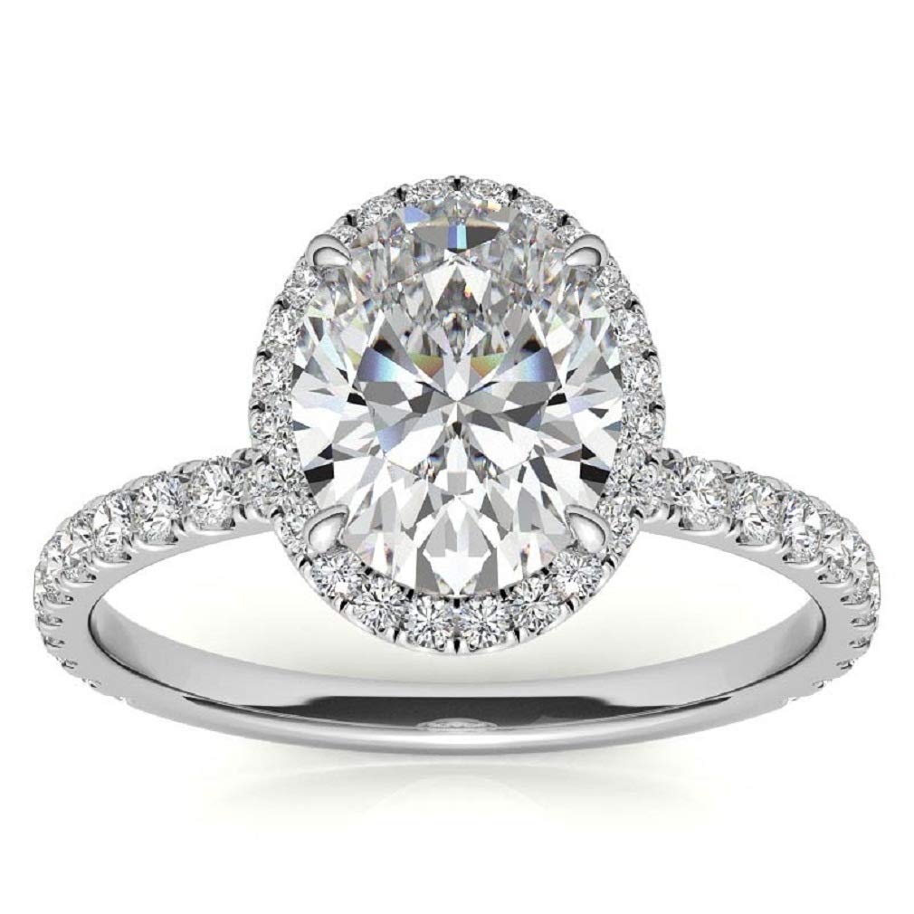 3.00CT Oval Cut Double Halo Moissanite Bridal Set - VVS1 Clarity Colorless Diamond Alternative - 925 Sterling Silver Engagement & Wedding Ring Set - Perfect Gift for Anniversaries, Proposals & Special Occasions