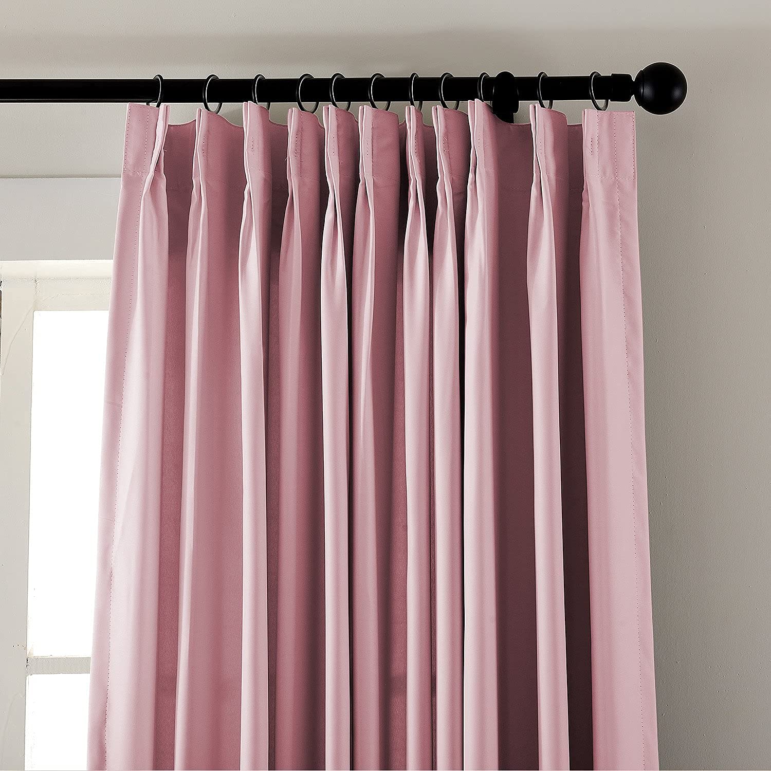 Double Pinch Pleat Extra Long Solid Polyester Curtains - 60