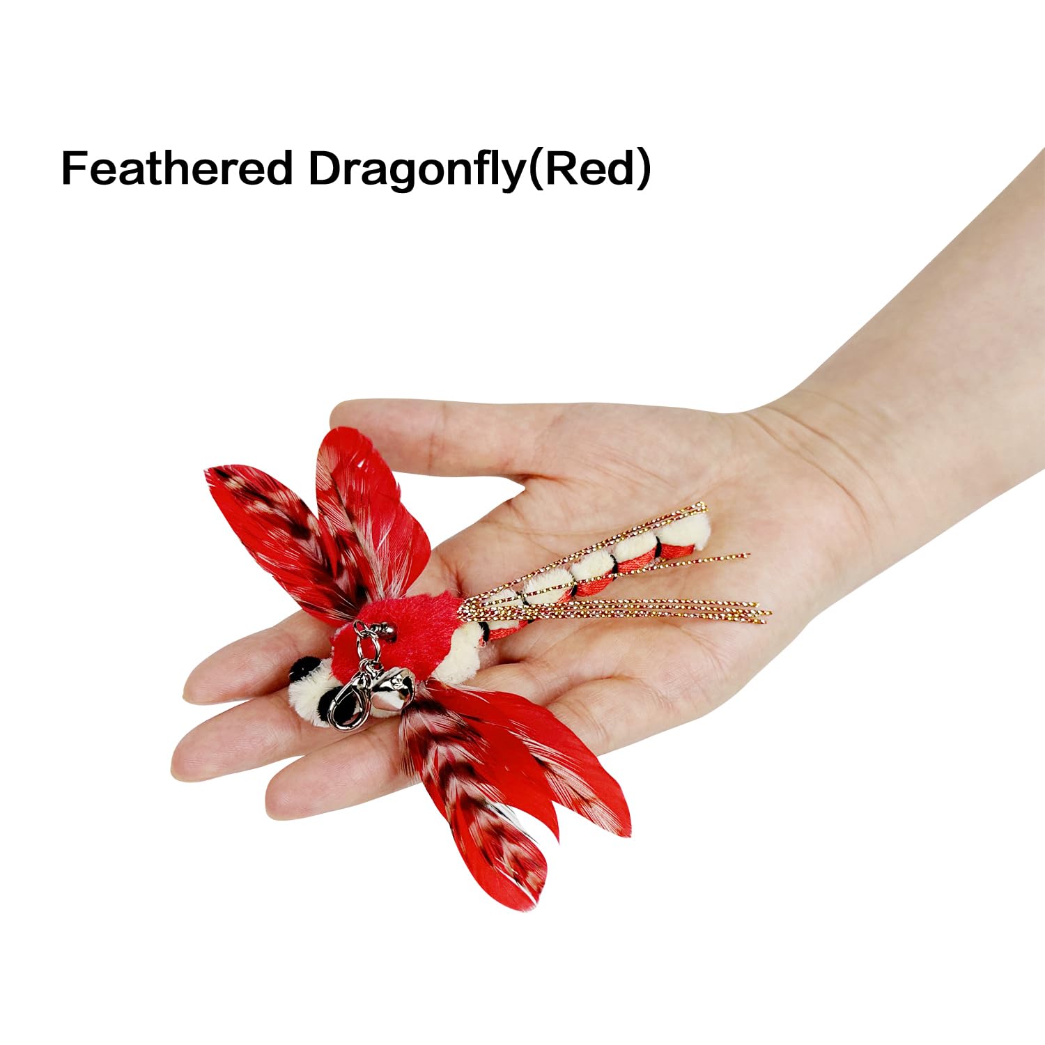 3 Pack Cat Feather Toys - Realistic Insect Simulation (Dragonfly & Grasshopper) Refill Feathers for Cat Wand Toys - Interactive Play for Kittens & Adult Cats - Perfect for Indoor Exercise & Bonding