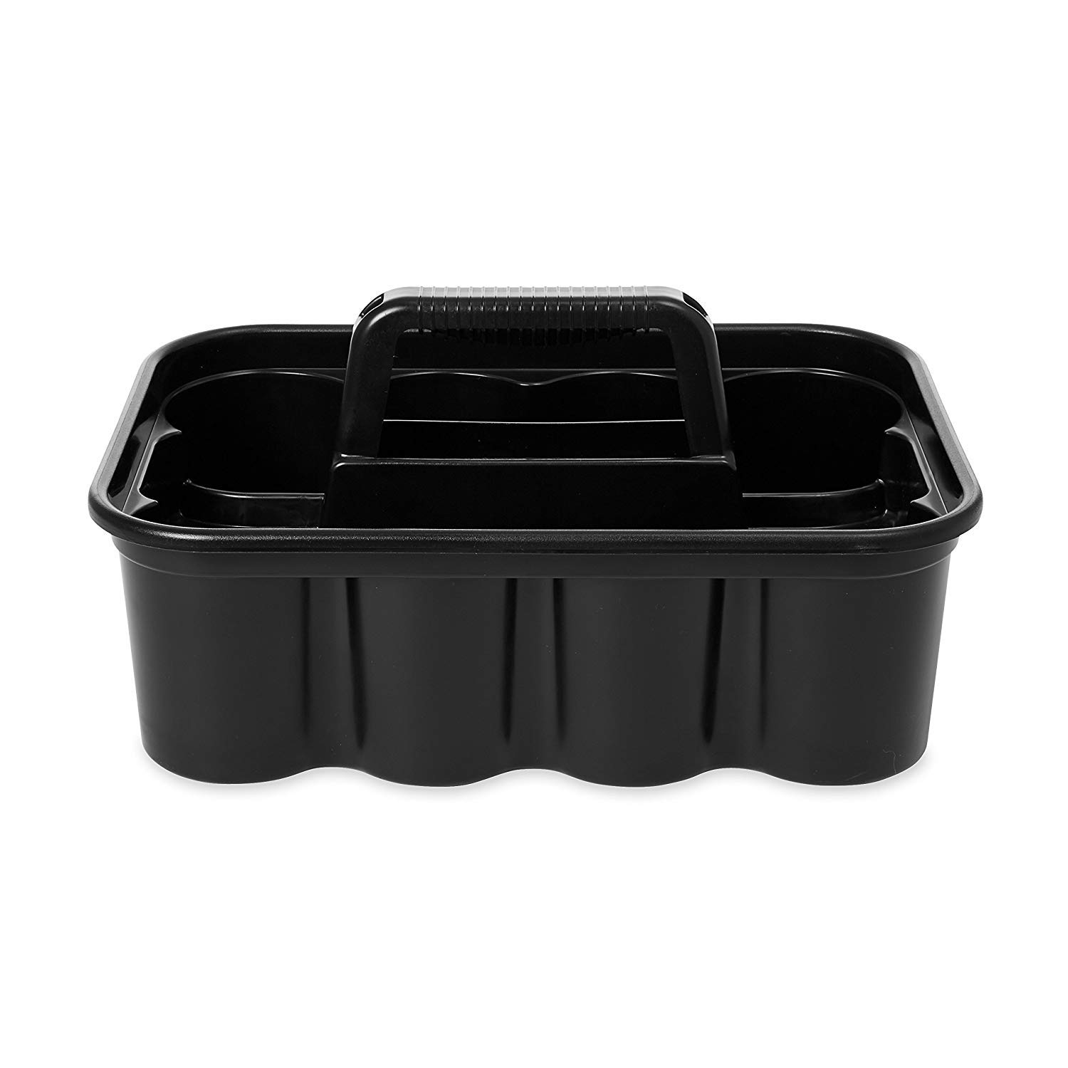 Rubbermaid Commercial Deluxe Cleaning Caddy - 6 Pack, Black - Organize Wipes, Spray Bottles, Brushes, Dustpans & Gloves - Perfect for Janitorial, Housekeeping & Home Cleaning Supplies Storage