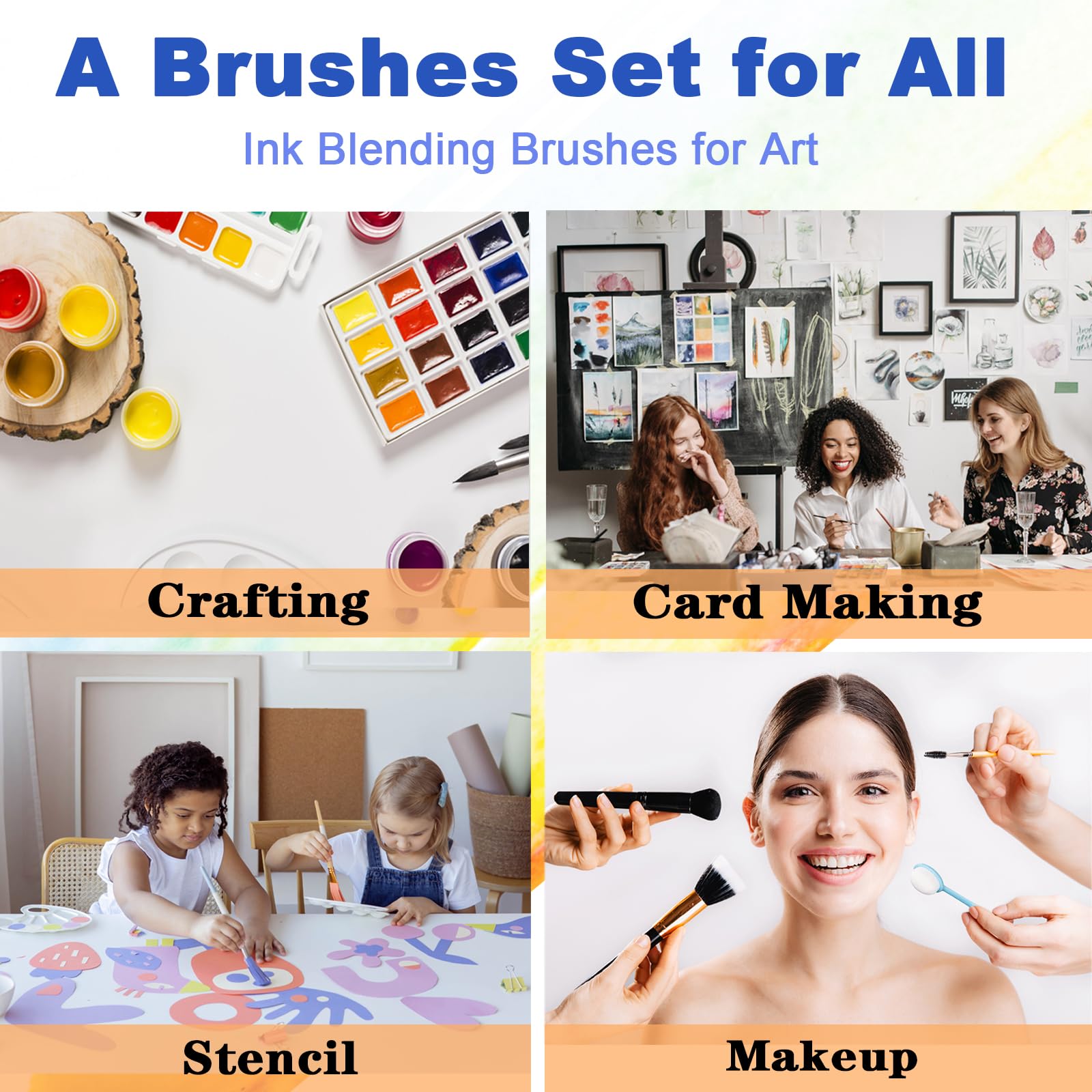 12PCS Ink Blending Brushes Set for Card Making - Color Coded Handles, Stamping & Scrapbooking Supplies, Blender Tools for Paper Craft, Stencil Art, DIY Painting - Perfect for Artists, Crafters & Card Makers