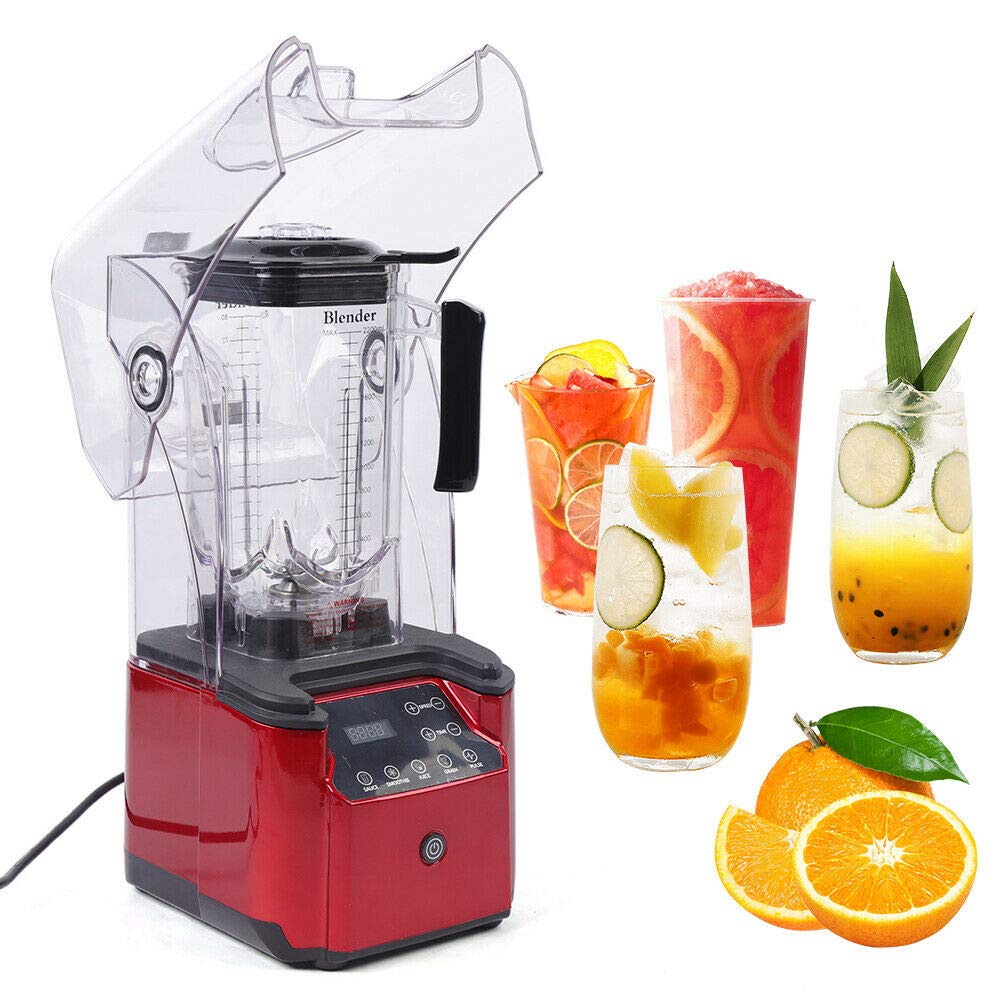 **PIOJNYEN 2.2KW Commercial Blender - High-Powered Countertop Smoothie & Ice Crusher with Soundproof Shield & Smart Touch Screen - 2.2L Heavy-Duty Blender for Juice, Smoothies, Ice Crushing (Style #2) - Perfect for Restaurants, Cafes, and Home Kitchens**