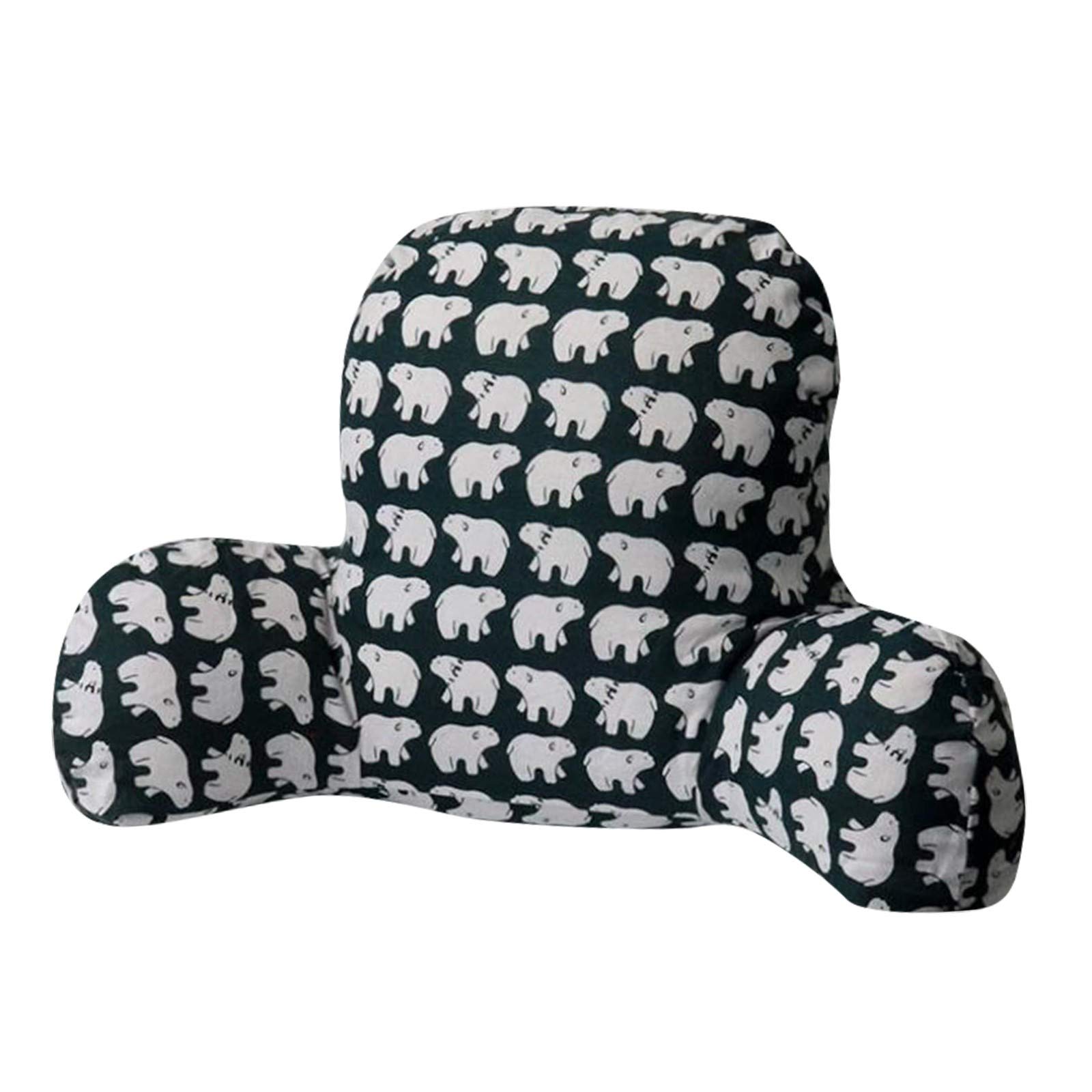 Big Backrest Reading Bed Pillow with Arms - Plush Memory Foam Support, Removable Neck Roll & Washable Cover - Adjustable Bed Chair for Reading, Watching TV, Gaming & Relaxing at Home