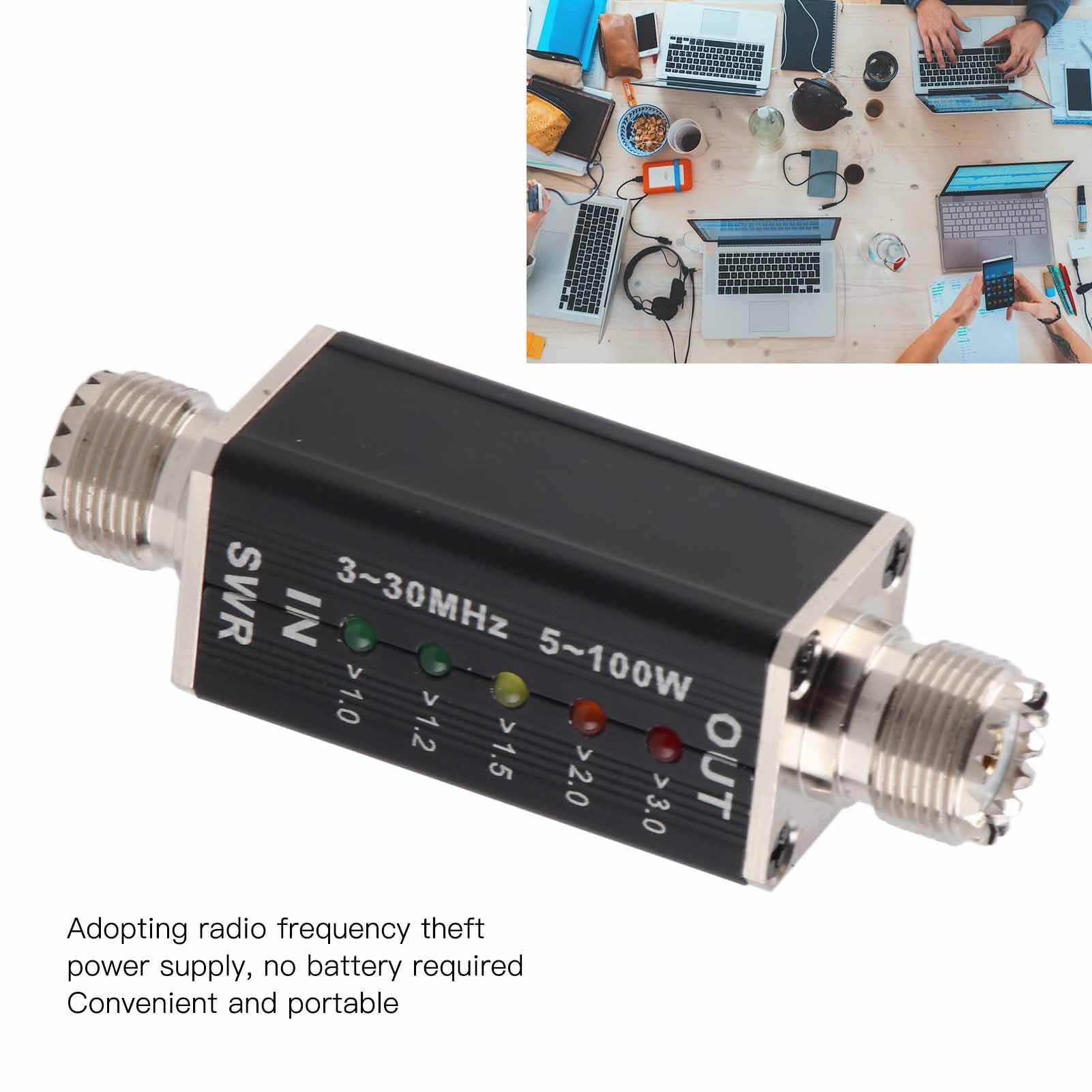 OKJHFD 5-100W Antenna Analyzer - Mini Shortwave LED Indicator Meter for Radio Impedance & Capacitance Measurement - Perfect for Ham Radio, SWL & Field Testing