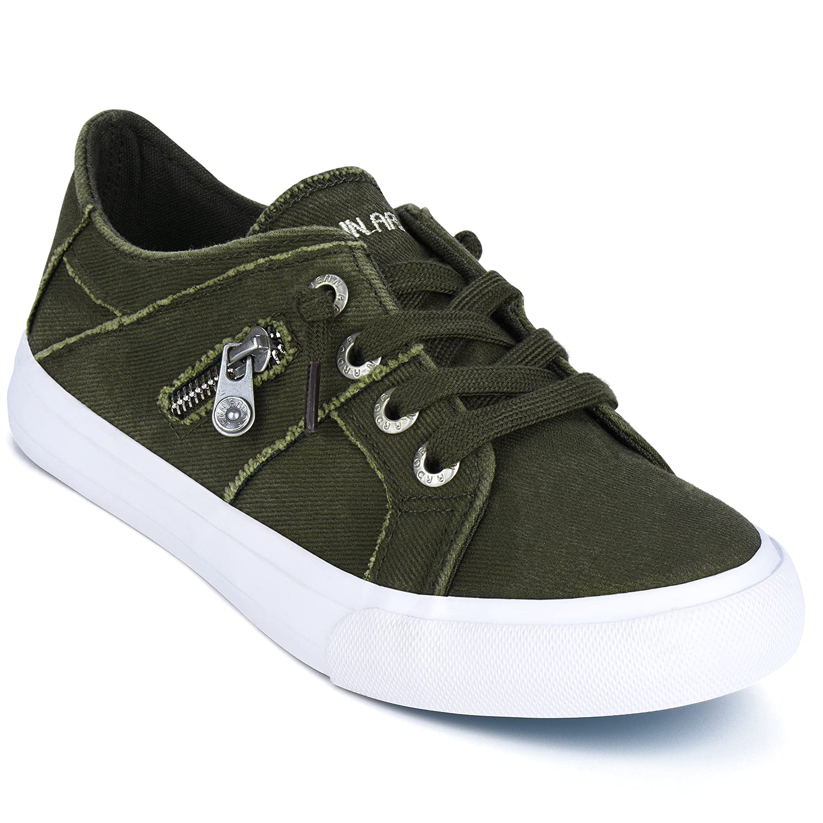 JENN ARDOR Women's Low Top Slip-On Sneakers - Breathable Canvas Walking & Running Shoes with Lace-Up Design | Perfect for Casual Outfits, Gym Workouts & Daily Commute