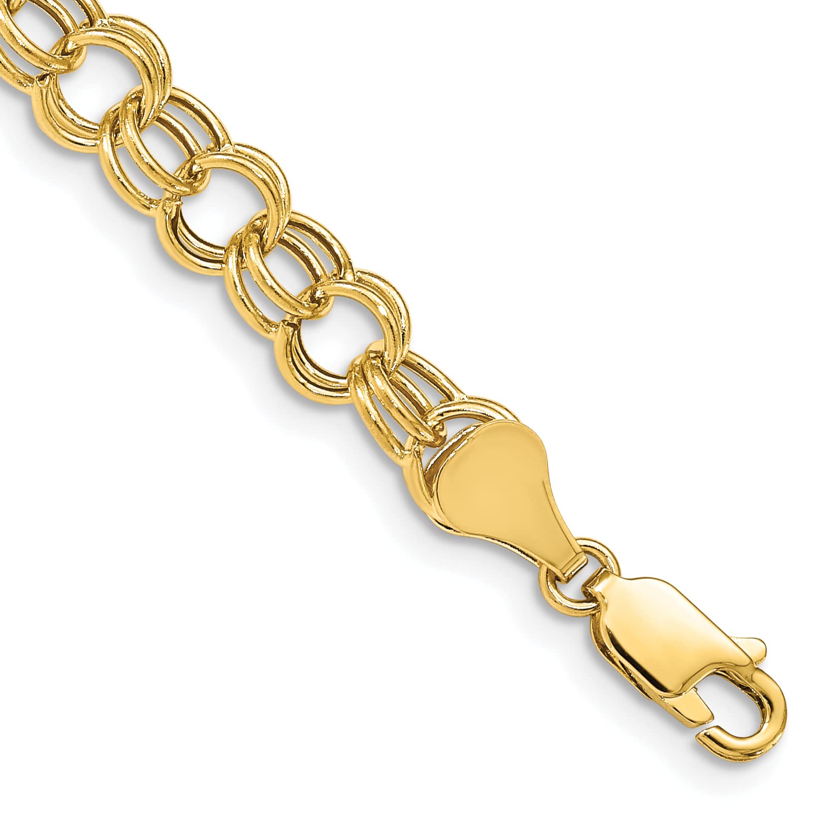 Avariah 10k Yellow Gold Hollow Double Link Charm Bracelet Chain Anklet - 7