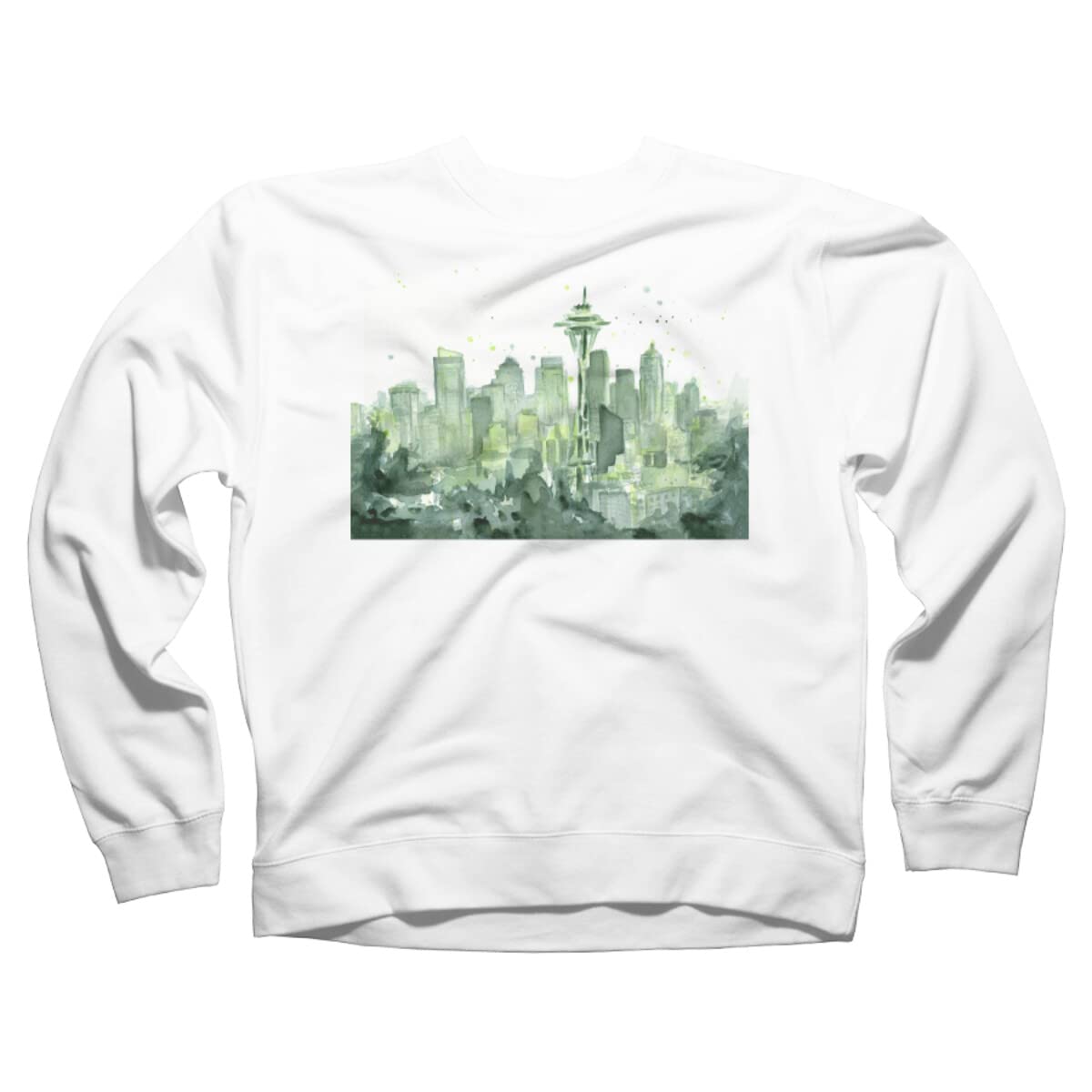 Design By Humans Unisex Seattle Space Needle Watercolor by Olechka Hoodie | Artistic Pullover Sweatshirt | Casual Streetwear for Men & Women | Perfect for Urban Fashion & Travel Enthusiasts