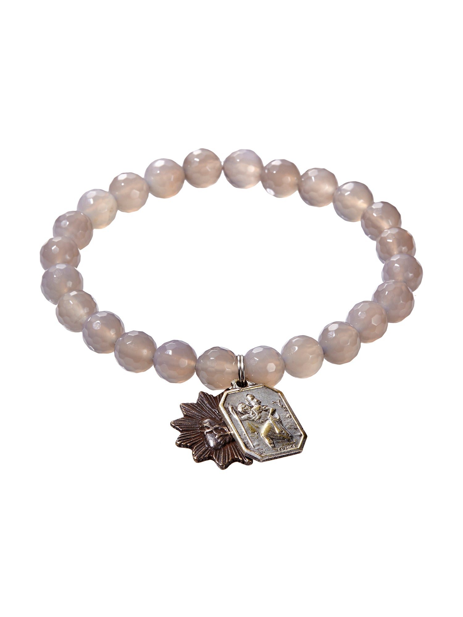 Faceted Gray Agate Beaded Bracelet for Women - Natural Stone Healing Jewelry for Meditation, Yoga & Spiritual Wellness