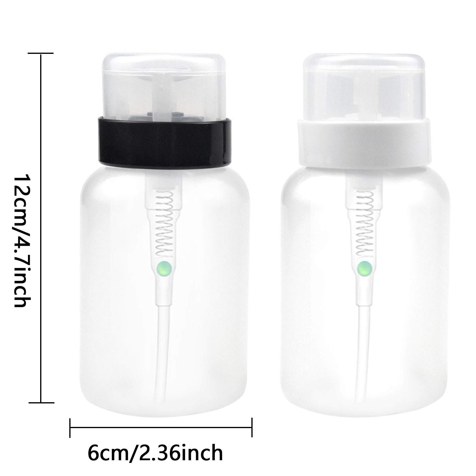 KYSUN 2 Pack 200ml Push Down Empty Bottles for Nail Art Liquid, Polish Remover & Makeup Dispenser - Black & White - Perfect for Salon, Home DIY & Professional Nail Care