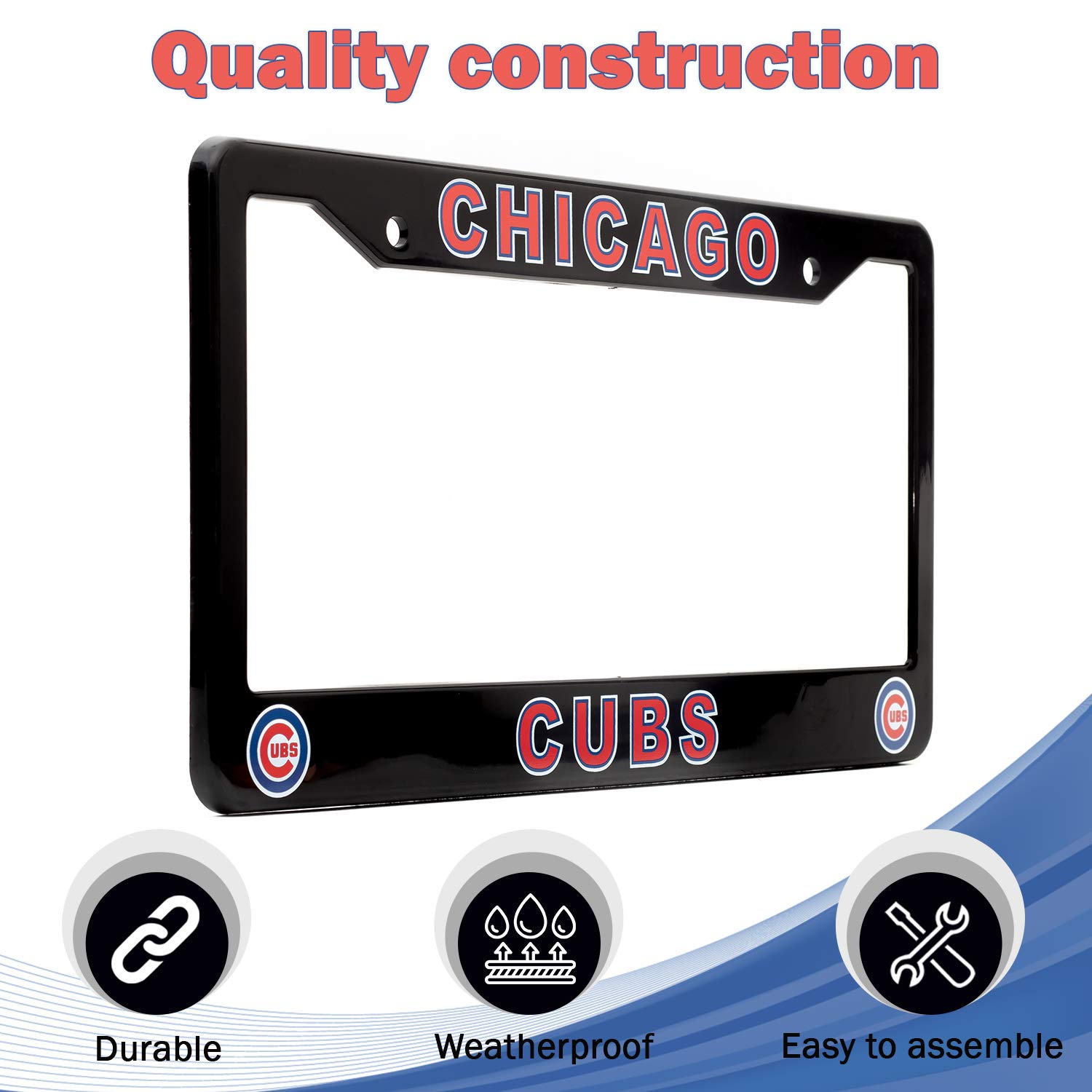 Chicago Cubs License Plate Frame - Black 12.25