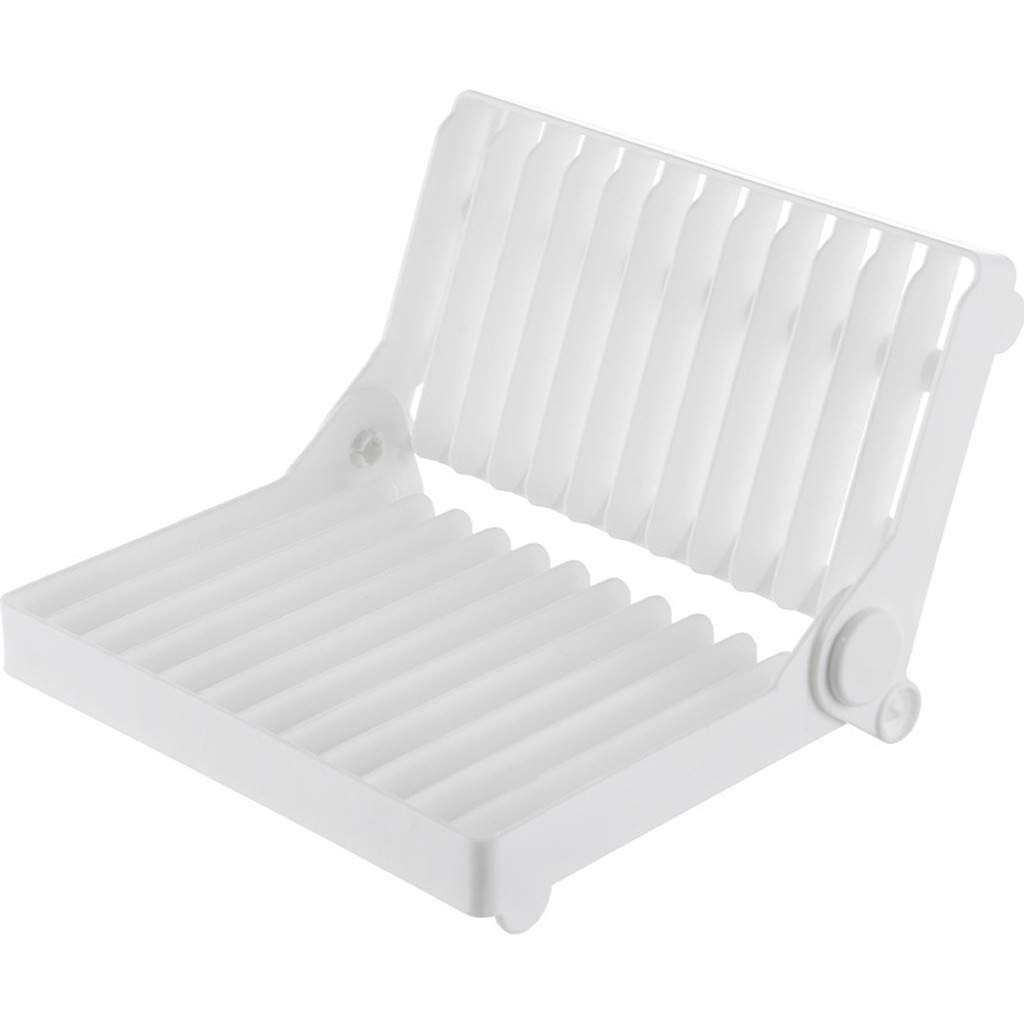 Foldable Dish Drainer Shelf - White Plastic Kitchen Organizer for Tableware Storage | Space-Saving Countertop Solution