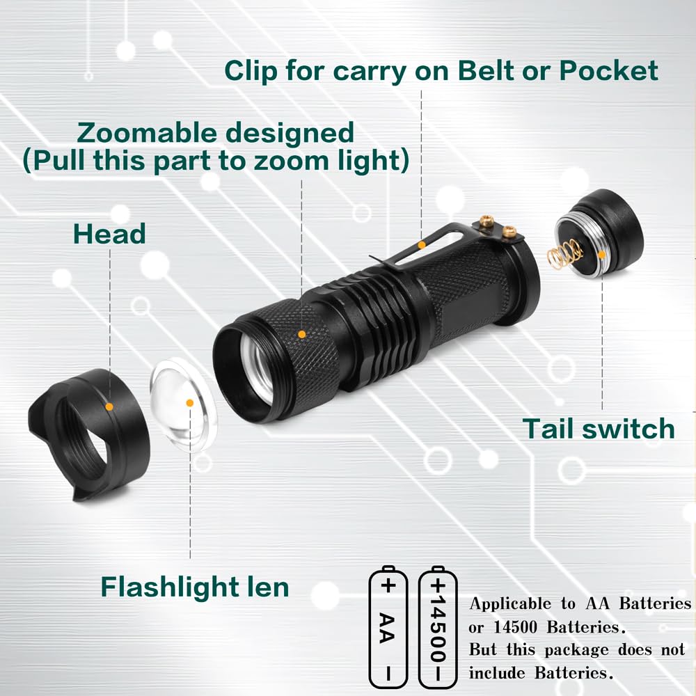 4 Pack Multi-Color LED Flashlight Set - Red, Green, Blue & White Light Modes for Night Vision, Hunting, Camping & Emergency Use