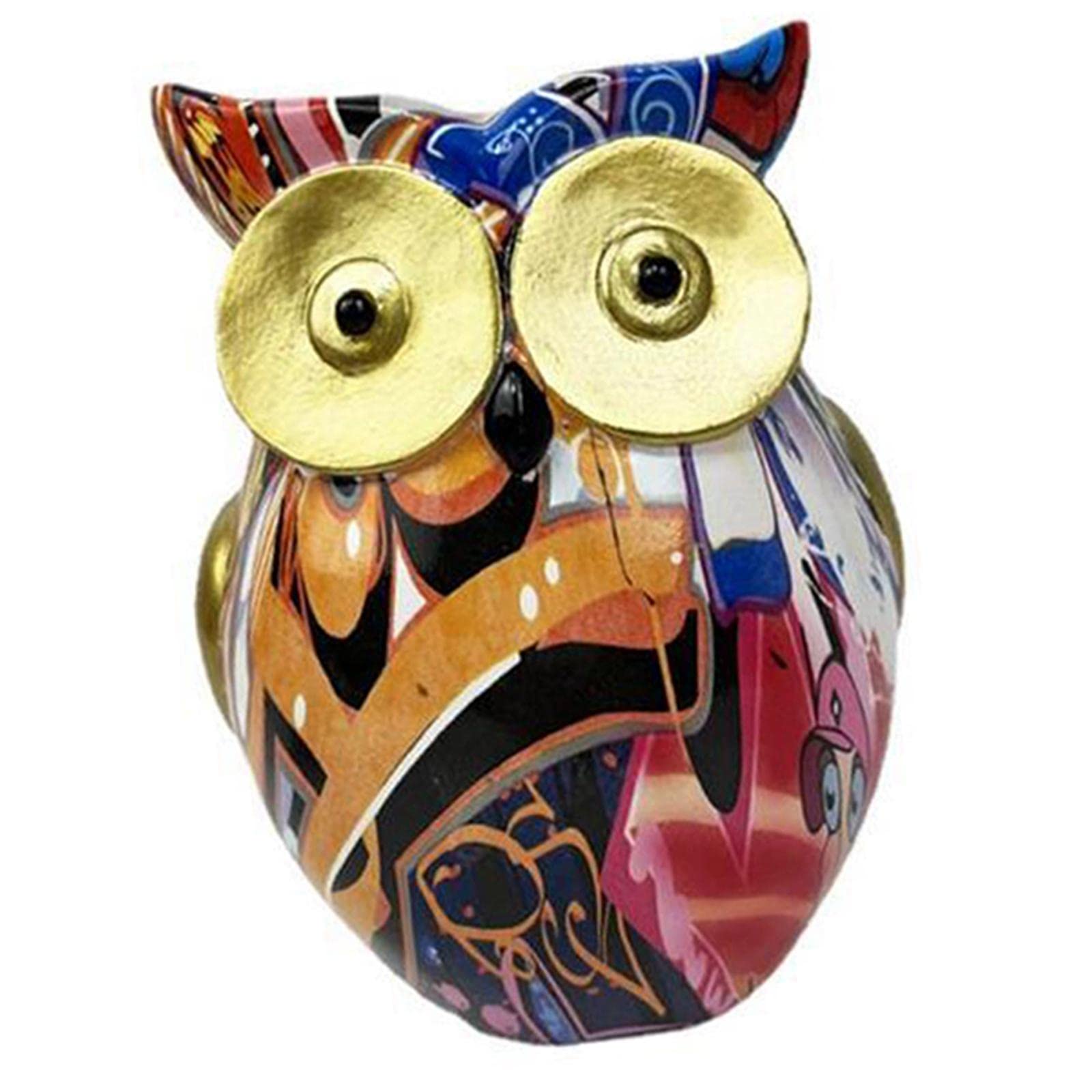 Bothyi Handcrafted Owl Statue - Elegant Desktop & Bookshelf Decor for Owl Lovers, Unique Home & Office Decoration Gift (Graffiti Design) - Perfect for Living Room, Bedroom Nightstand, or Office Desk