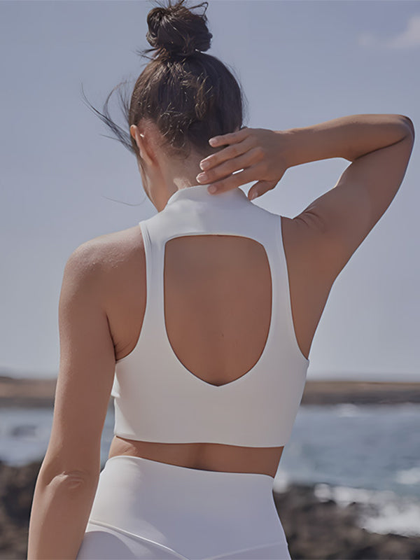 ZASUWA Women's Sexy Solid Color Hollow Out Stand Up Collar Tank Top - Perfect for Night Out, Date Night, and Summer Fashion