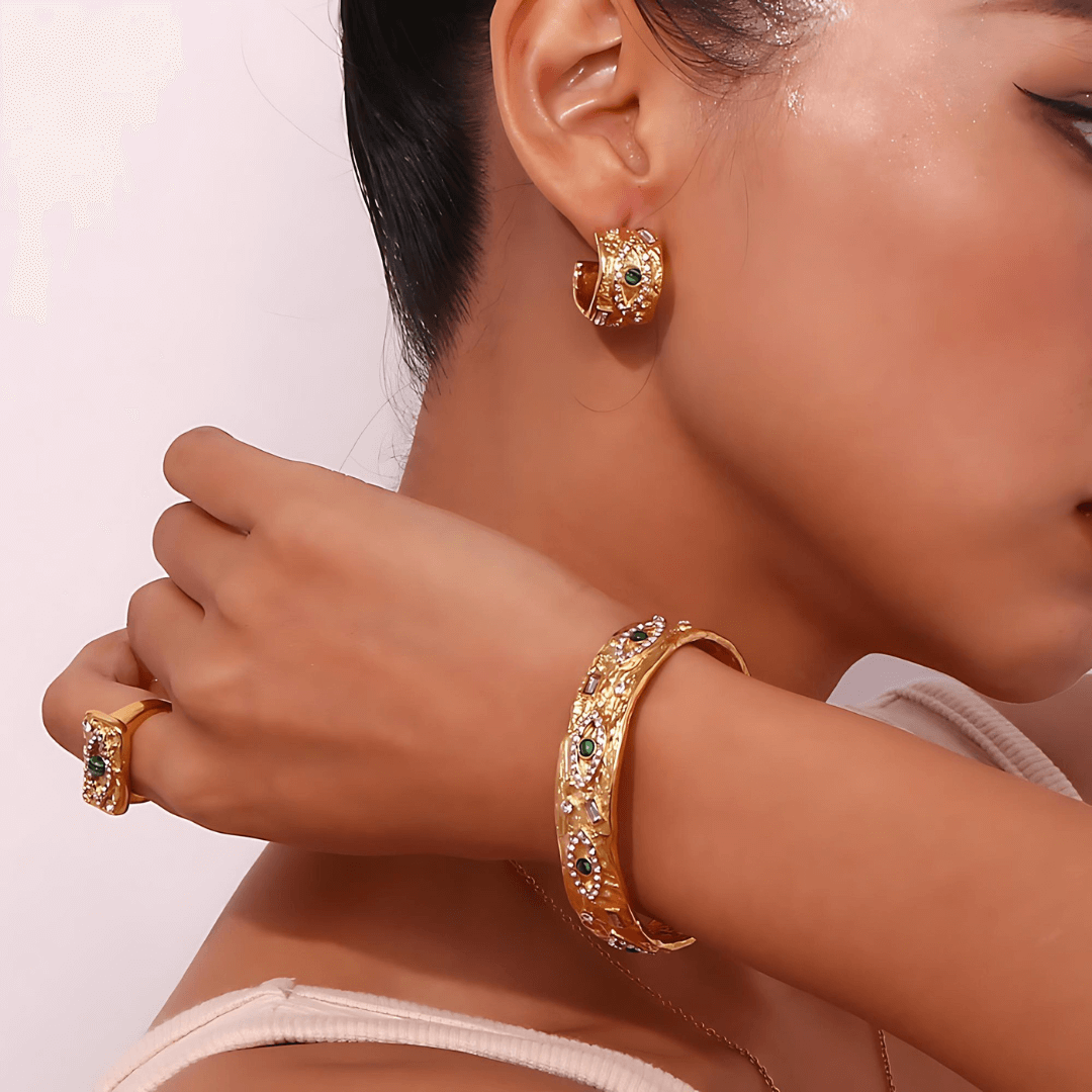 18K Gold Evil Eye Turkish Thumb Ring for Women - Elegant Cocktail Statement Ring (JDR002) | Perfect for Parties, Weddings & Boho Fashion