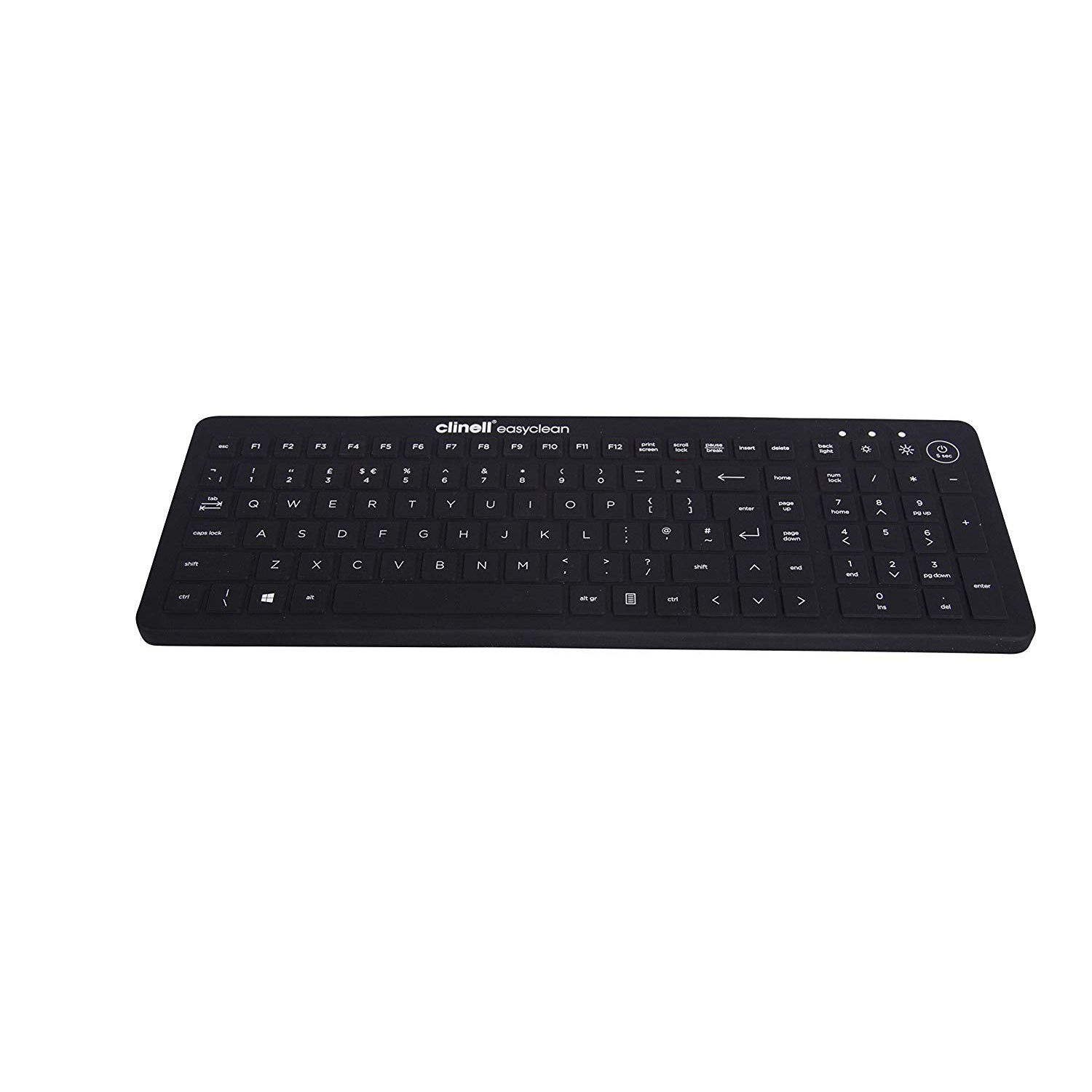 Clinell Medical IP68 Waterproof Silicone Keyboard - Dustproof, Spill-Resistant for Hospitals, Clinics & Laboratories - Ideal for Healthcare, Industrial & Sterile Environments