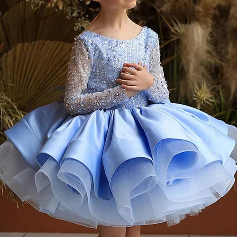 Sparkly Sequin Princess Dress for Baby Girls - Long Sleeve Fluffy Bowknot Party Gown | Perfect for Birthday Celebrations, Photoshoots & Special Occasions