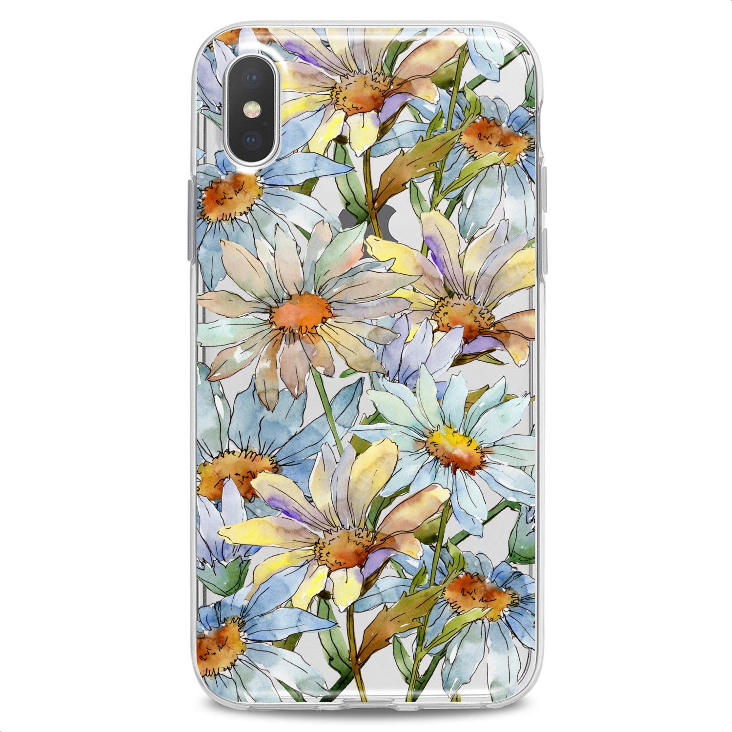 Premium Flexible TPU Phone Case for iPhone 16/15/14/13/12/11 Pro Max/Plus/Mini/XS/XR/X/8+/7/6/5/SE - Cute Floral Daisy Design Slim Clear Silicone Cover for Women & Girls - Perfect for Everyday Protection & Stylish Outfits