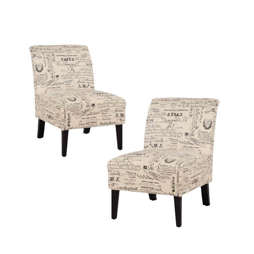 Home Square Set of 2 Modern Accent Chairs with Script Design - Perfect for Living Room, Bedroom or Office Decor