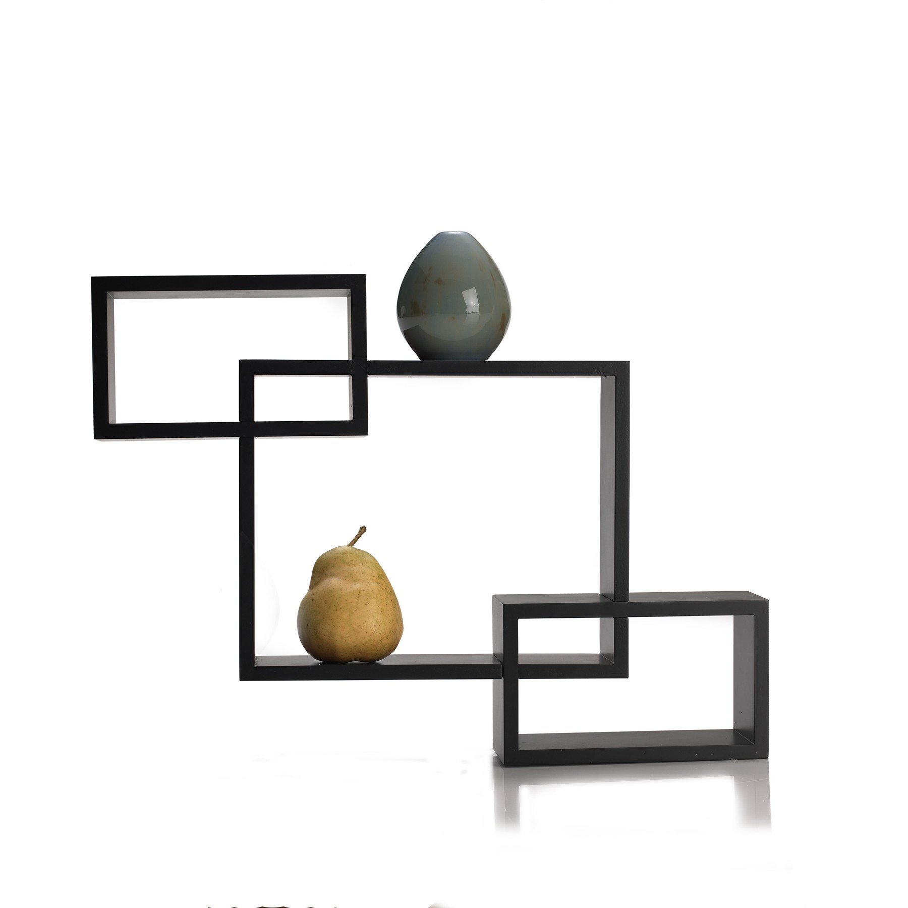 Melannco Interlocking Floating Wall Shelves Set of 3 - Espresso Wood Wall Mounted Shelves for Living Room, Bedroom, Bathroom Storage & Decoration - 5091208