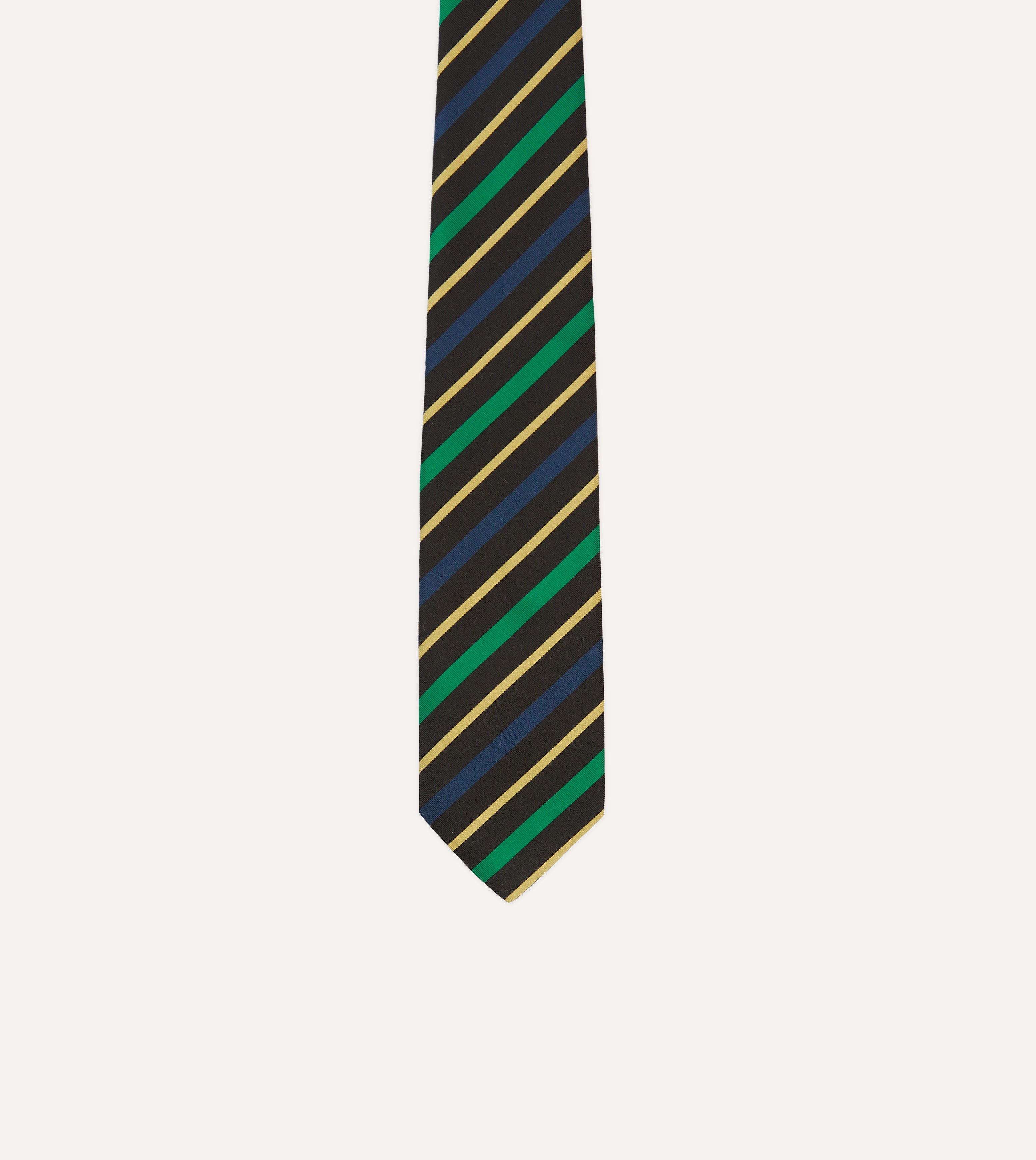 Premium Black, Blue, Green & Yellow Multi-Stripe Mogador Silk Necktie - Elegant Business, Wedding & Formal Occasion Accessory for Men