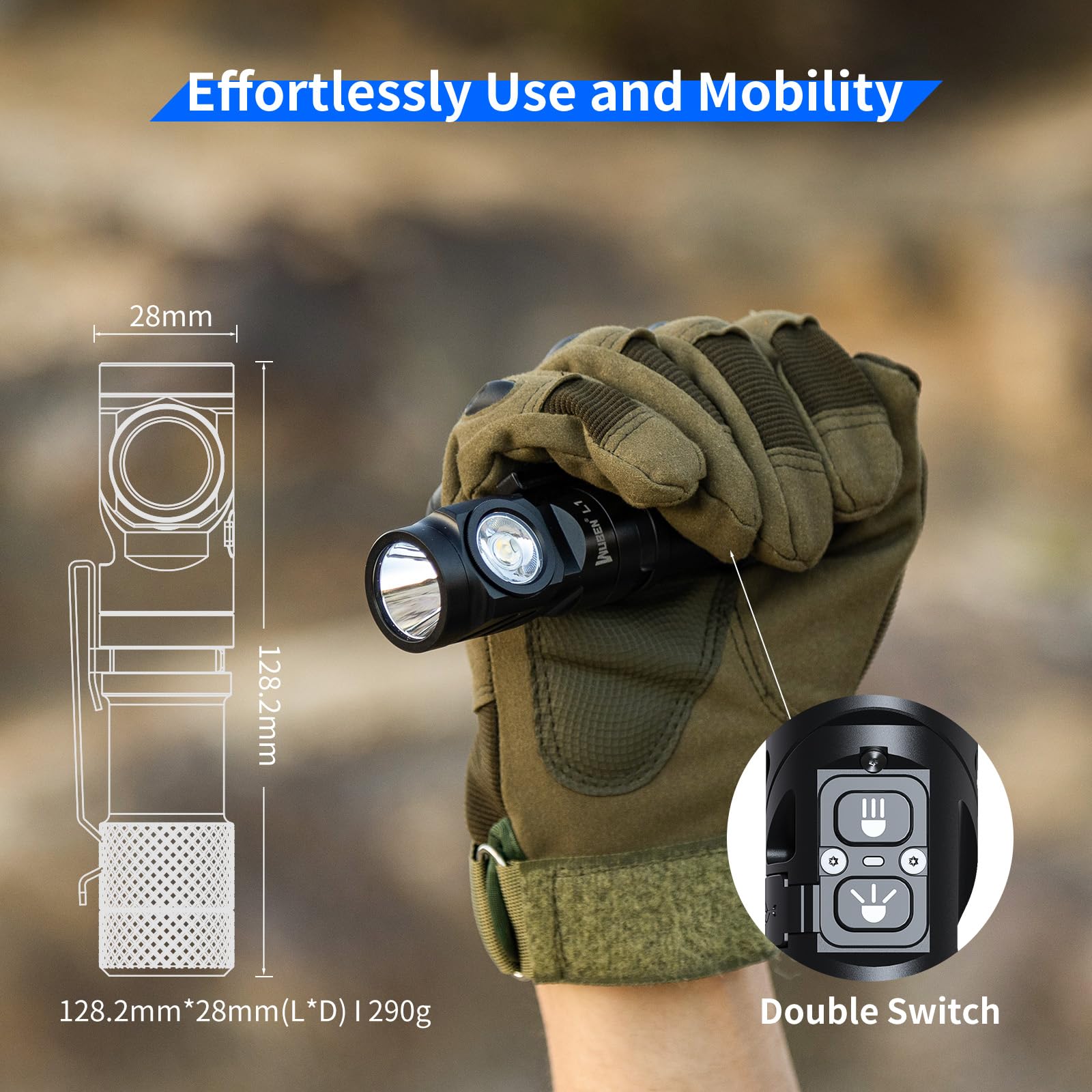 WUBEN L1 Rechargeable LED Flashlight - 2000 Lumens Super Bright, Tactical Multifunctional, IP68 Waterproof, Battery Powered Handheld Light for Camping, Hiking, Emergencies & Outdoor Adventures