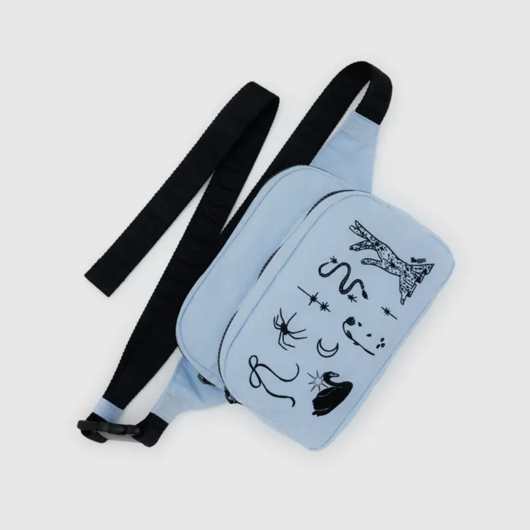 BAGGU Embroidered Ballet Fanny Pack - Stylish Waist Bag for Dance, Travel & Everyday Use