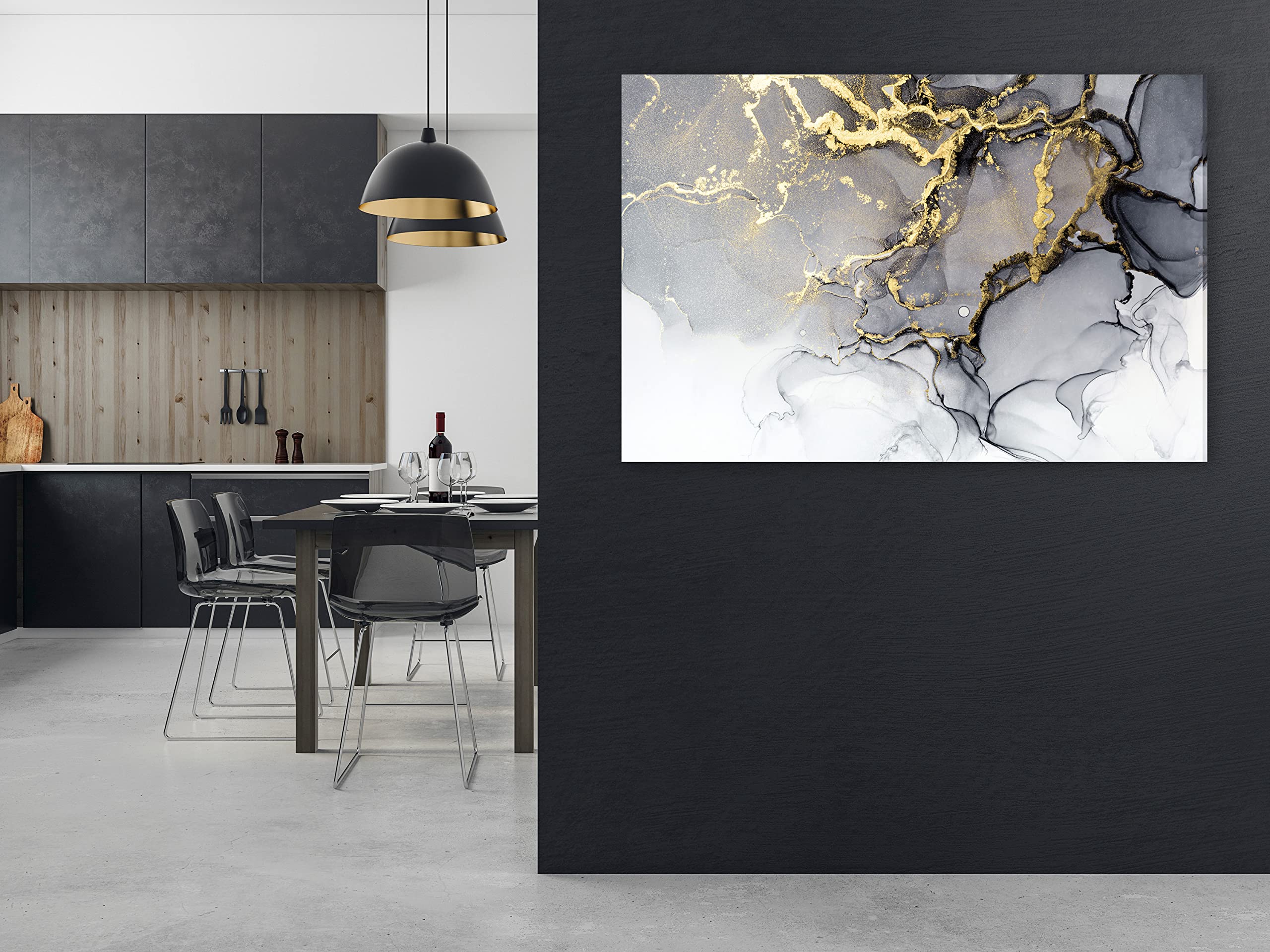 Artgeist Textured Canvas Wall Art - Abstract Modern Painting 35x24 Inch, Framed Canvas Print for Living Room, Bedroom & Office Decor | Marble-Inspired Design (A-B-10012-B-A)