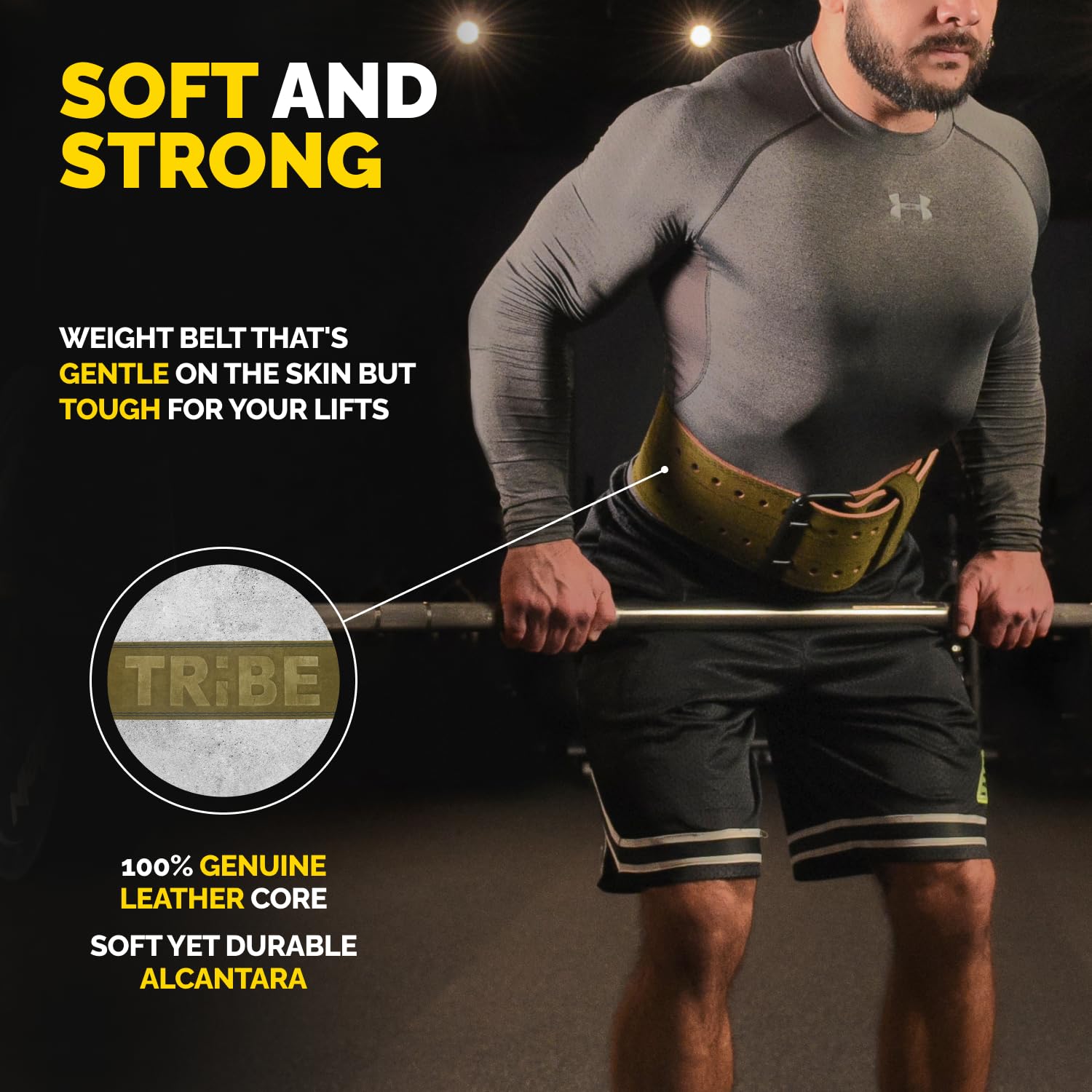5MM Premium Weight Lifting Belt - 100% Genuine Leather Gym Belt for Men & Women - Comfortable Squat & Deadlift Support for Strength Training - Perfect for CrossFit, Powerlifting & Home Workouts