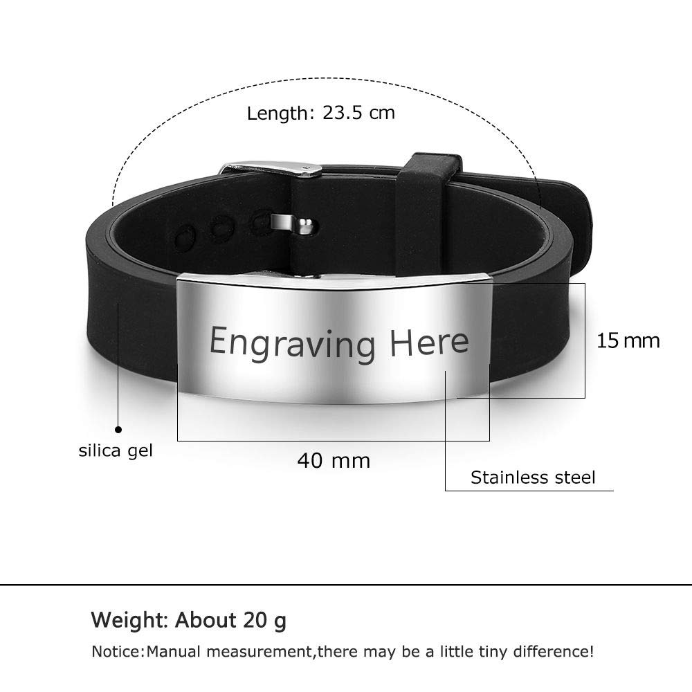 Adjustable Silicone Medical ID Bracelets for Women & Men - Personalized Sport Medical Alert Bracelets for Adults & Kids - Perfect for Running, Hiking, and Emergency Situations