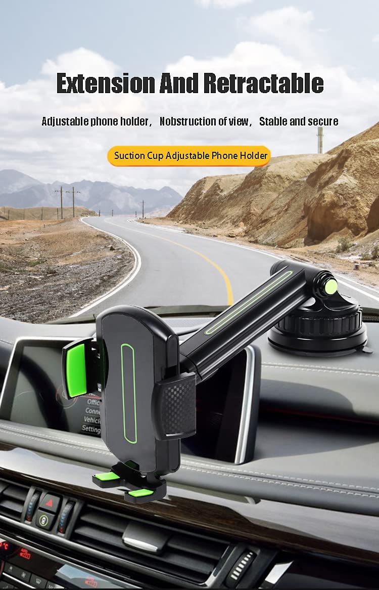 Upgraded Super Suction Cup Car Phone Holder Mount - Universal Hands-Free Dashboard & Windshield Phone Stand for iPhone, Samsung, GPS - Stable Car Accessories Cradle (Gray) | Perfect for Road Trips, Commuting & Delivery Drivers