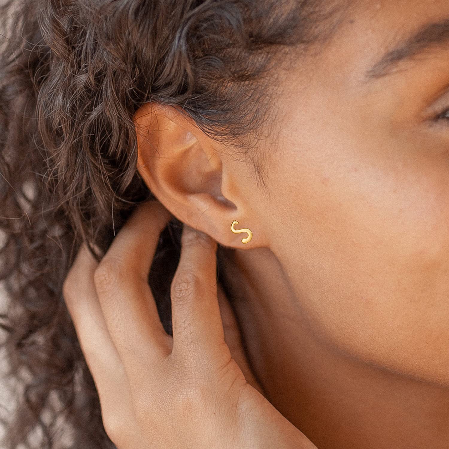Initial Stud Earrings for Women - S925 Sterling Silver 14K Gold Plated Tiny Letter Earrings | Hypoallergenic Personalized Jewelry Gift for Her | Perfect for Everyday Wear, Birthdays & Special Occasions