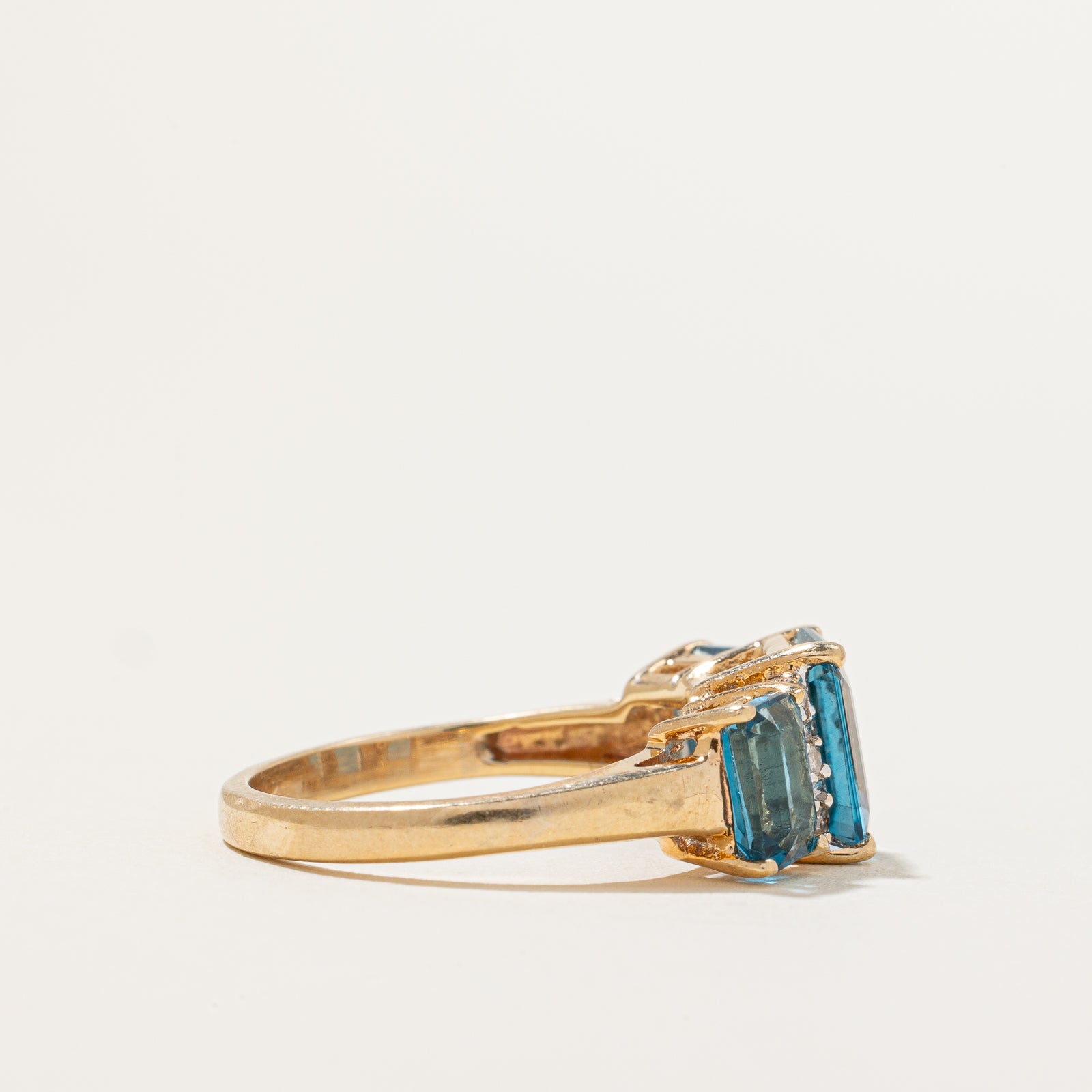 3 Stone Blue Topaz & Diamond Ring - 3.00ctw Gemstone with 0.03ctw Diamonds - Size 5.25 - Elegant Birthstone Jewelry for Women - Perfect Gift for Anniversary, Engagement & Special Occasions