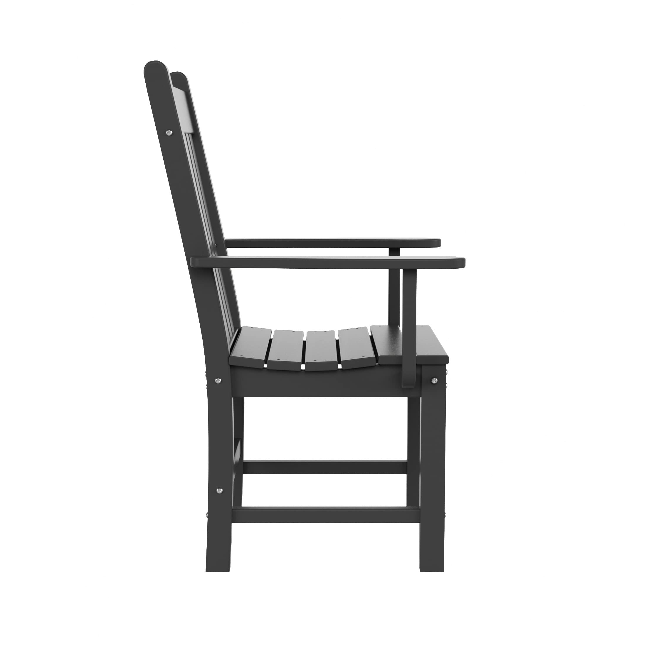 WestinTrends Malibu Classic Outdoor Dining Chairs with Arms - All-Weather Poly Lumber Adirondack Patio Chairs for Restaurant, Bistro & Backyard - 350 LBS Weight Capacity, Ergonomic Arched Backrest & Curved Seat - Gray - Perfect for Dining, Lounging & Outdoor Relaxation