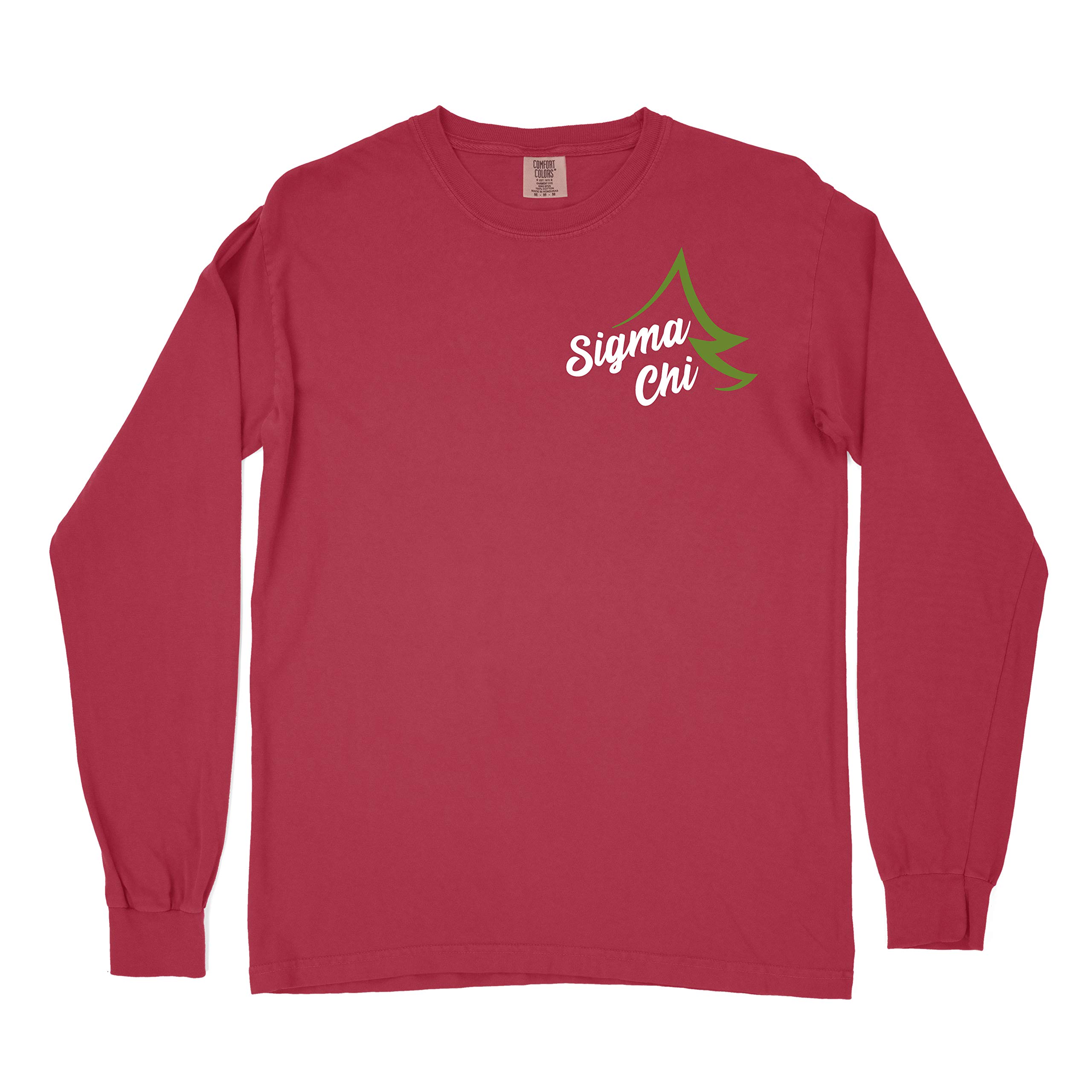 Sigma Chi Fraternity Happy Holidays Comfort Colors Long Sleeve Shirt - Greek Life Apparel, Soft Cotton Crewneck for Christmas & Winter - Perfect for Fraternity Events, College Parties & Holiday Gatherings