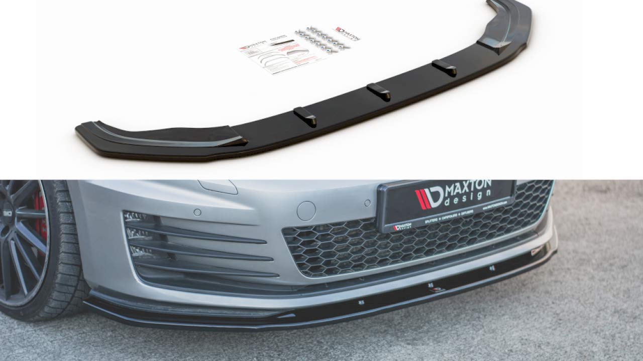 Maxton Design Front Bumper Lip Spoiler Splitter for VW Golf 7 GTI (2013-2016) - Enhance Aerodynamics & Sporty Look for Street Racing & Car Shows