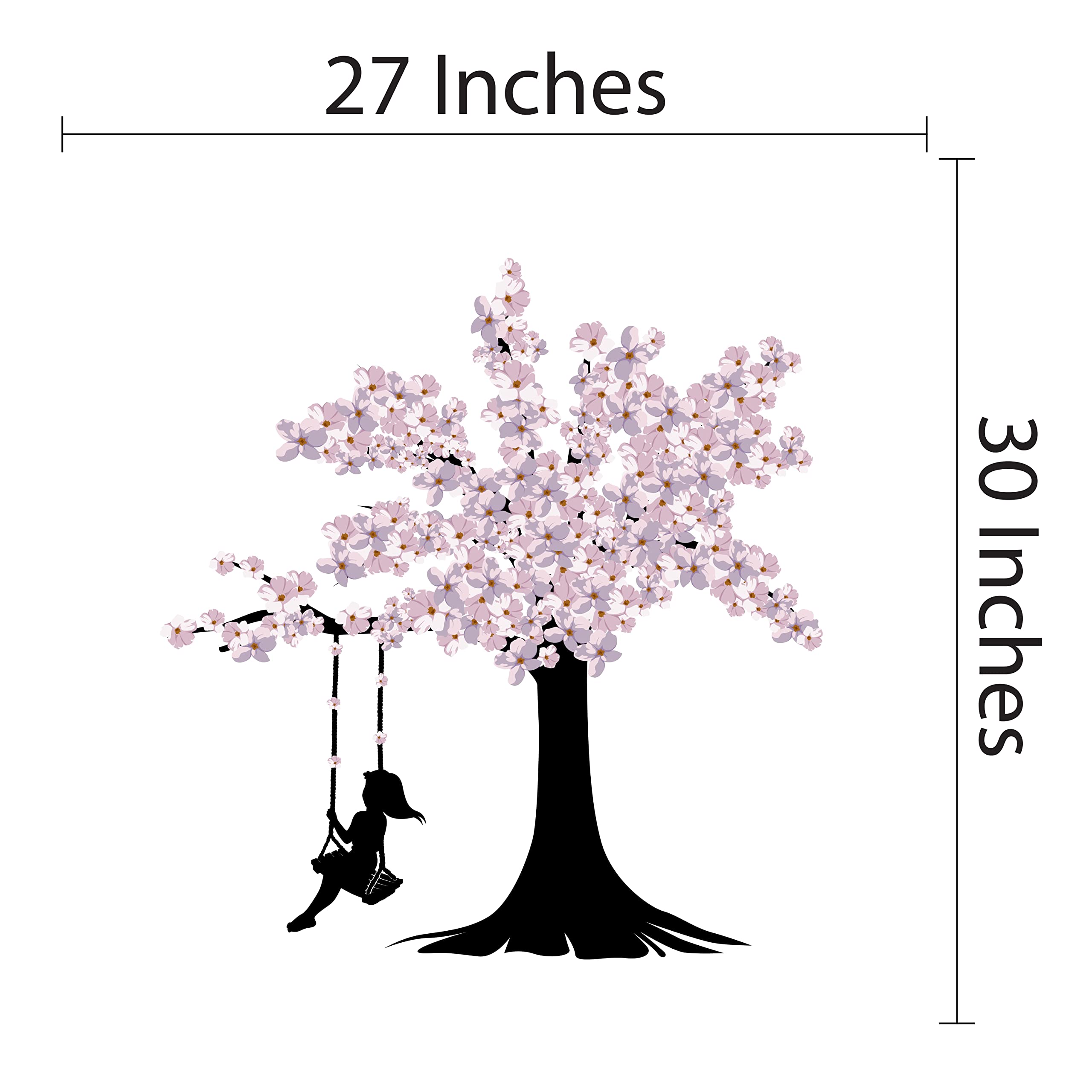 Blooming Cherry Blossom Tree Wall Decal - Removable Vinyl Sticker for Home Decor in Nursery, Bedroom & Living Room - 27