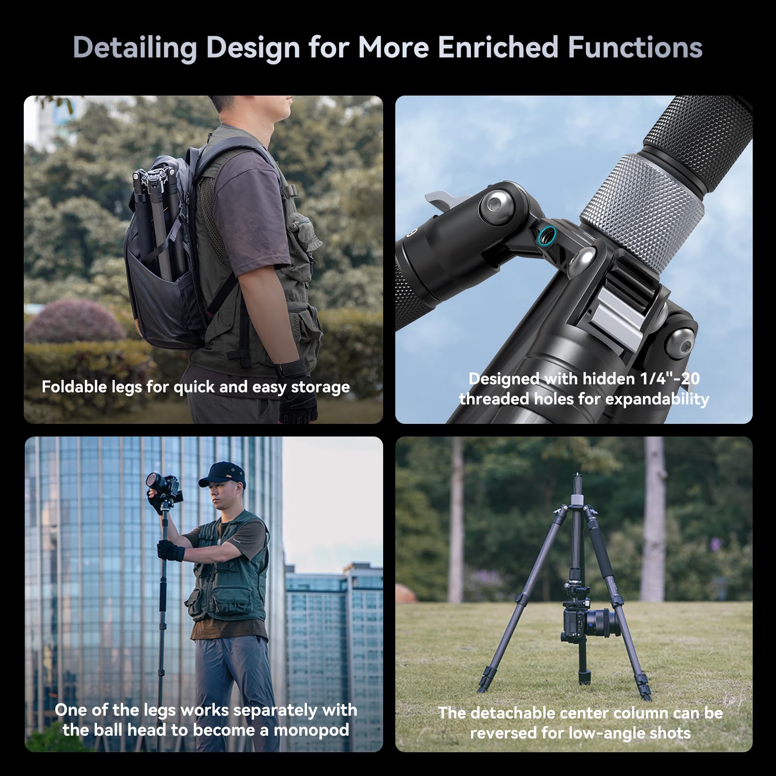 SmallRig AP-20 Carbon Fiber Tripod 62.2