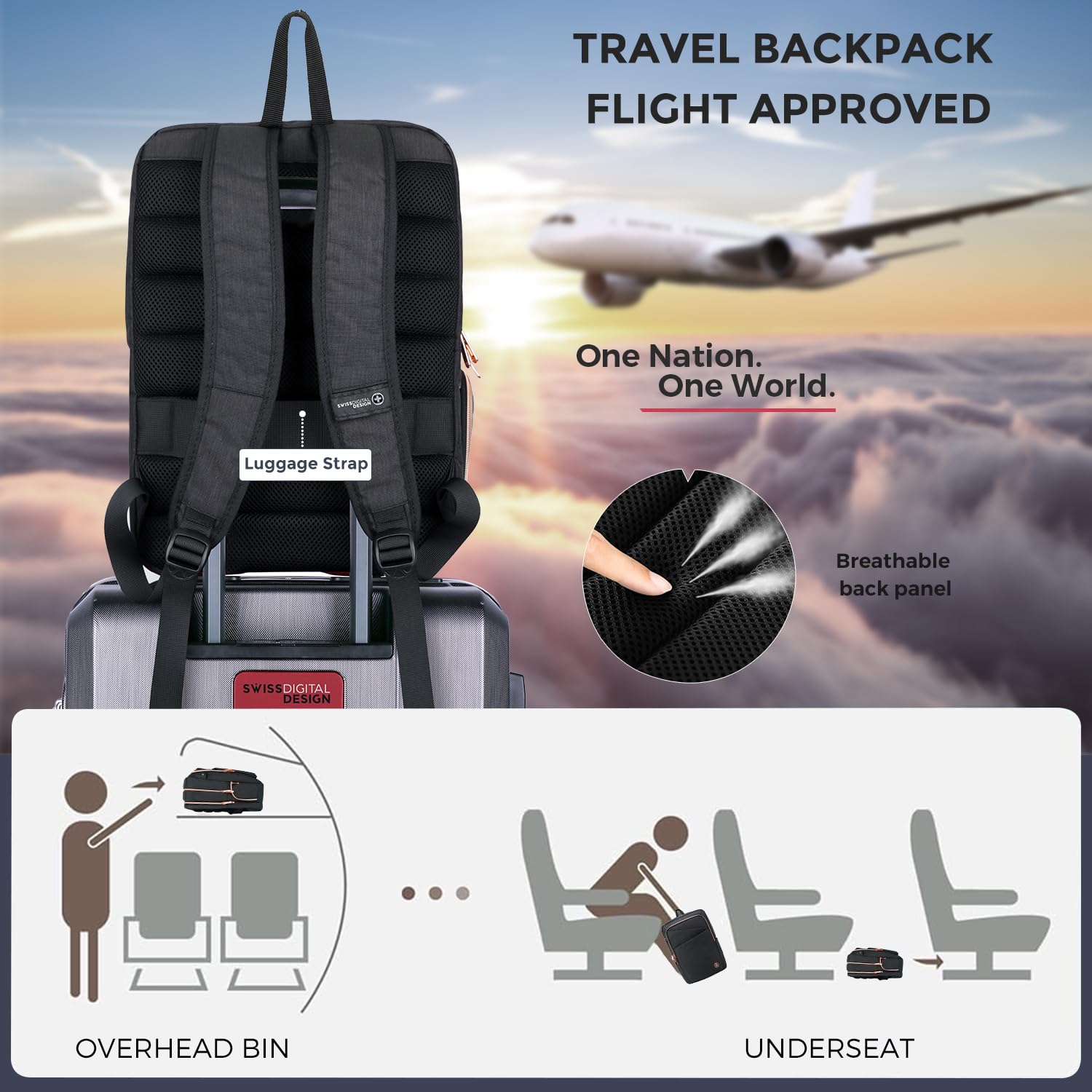 Swissdigital Stylish Women's Business Laptop Backpack with USB Charging Port - Fits 15.6 Inch Laptop, Waterproof Travel & Work Backpack for Office, Commuting & College (SD1006-01)