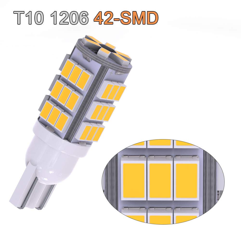 YITAMOTOR 921 RV Interior LED Light Bulbs - 20-Pack Super Bright T10 912 194 LED Bulbs for RV, Camper, Car Dome, Map, Door, License Plate, Trailer Backup & Reverse Lights - Warm White 42-SMD - Perfect for Night Driving and Interior Lighting Upgrades