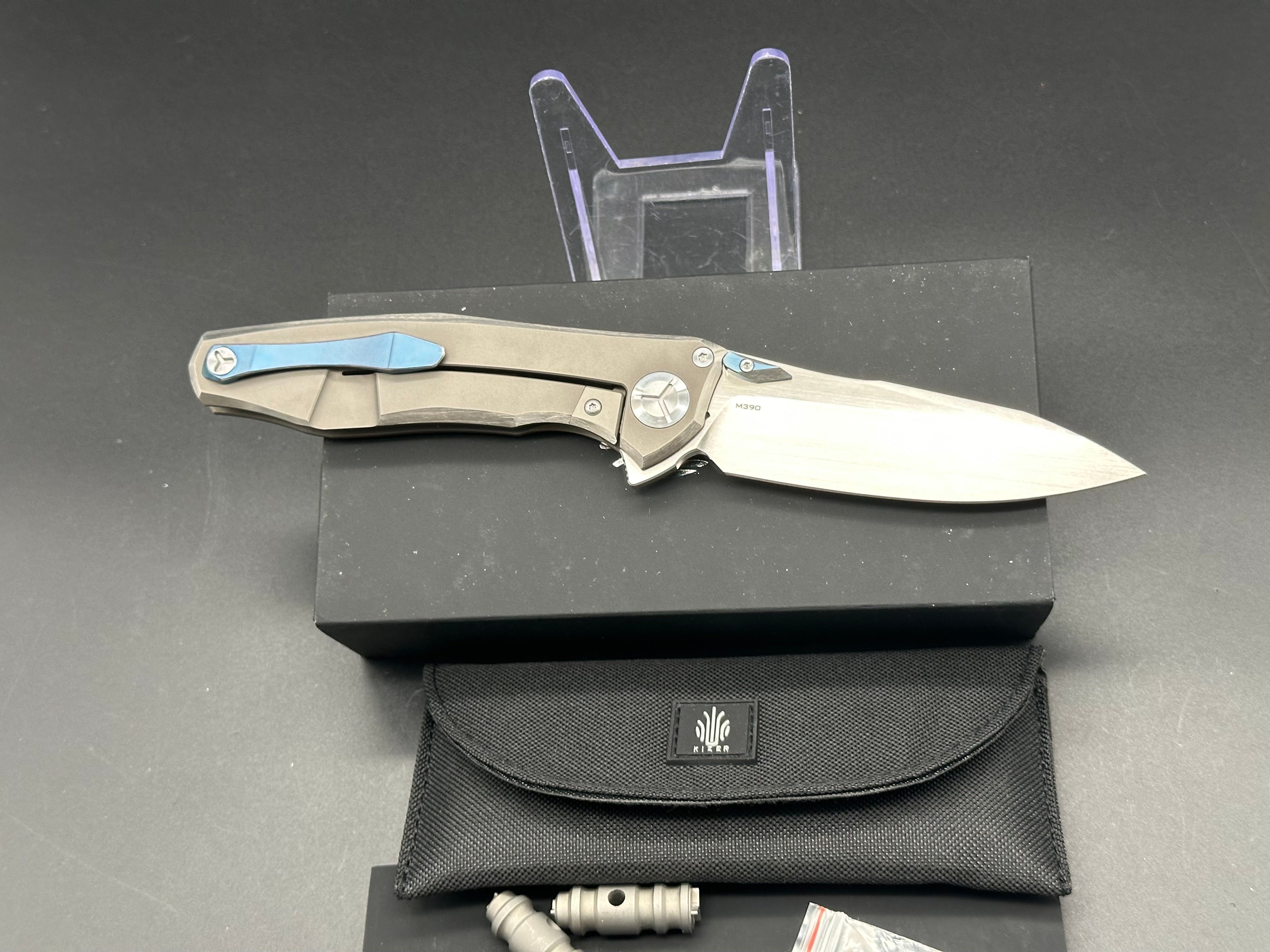 Kevin John Wing Integral Titanium Handle Folding Knife with M390 Blade - EDC, Outdoor, Camping & Survival Tool
