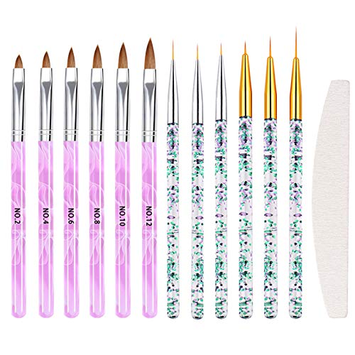 Professional Nail Art Brush Set - 10-Piece Multi-Functional Nail Liner Brushes with Nail File for Perfect Nail Painting, Drawing Lines & Detailing | Ideal for Salon, Home Manicure & DIY Nail Designs