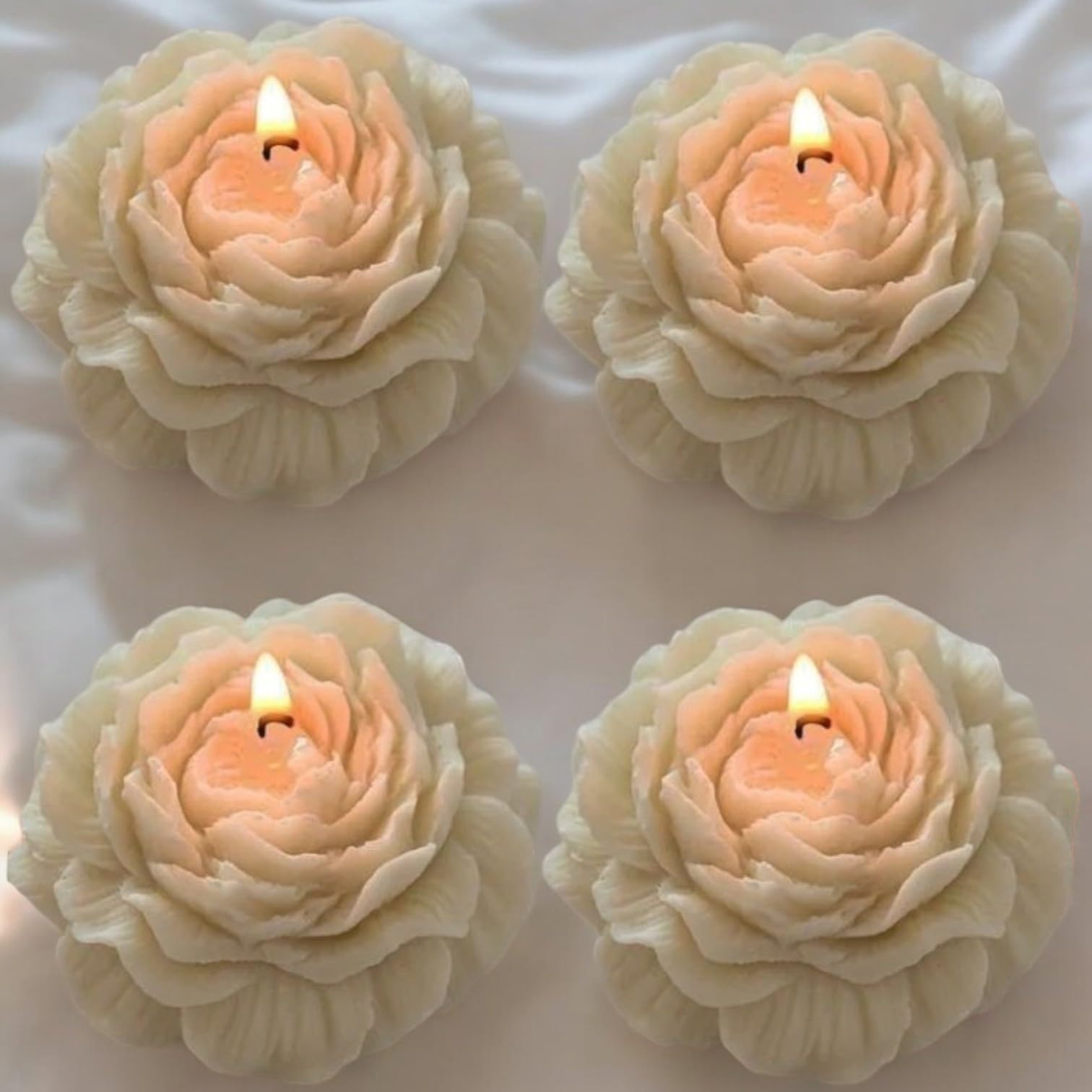 SERAAF 4Pcs Handmade Peony Scented Candles Set - Elegant Floral Home Decor for Living Room, Bedroom & Bathroom | Aesthetic Soy Wax Candles Perfect for Romantic Dinners, Relaxation & Pinterest-Worthy Decor