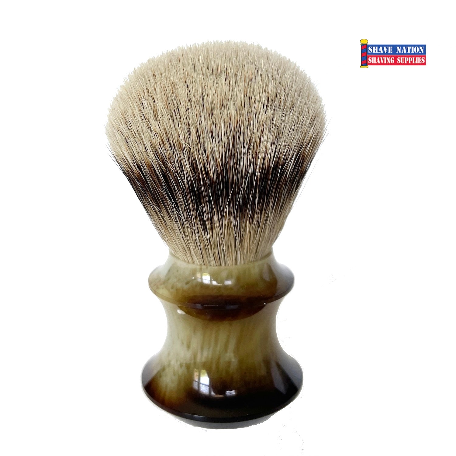 Premium Silvertip Badger Shaving Brush with Faux Horn Handle - Ultra Soft Bristles for Smooth Shaving - Perfect for Wet Shaving & Grooming Kits - Ideal Gift for Men's Skincare Routine